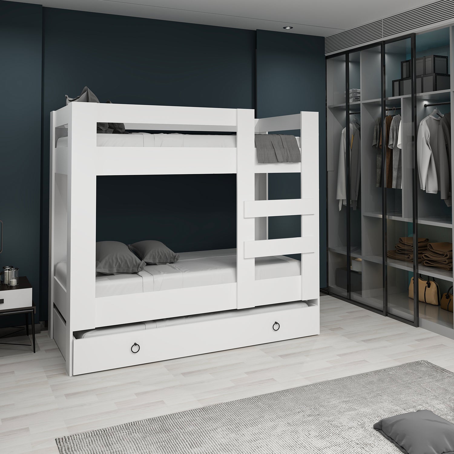 Ninnimo 90x190 Yatak Uyumlu Beyaz Mdf Genç Ranza- MR20-1