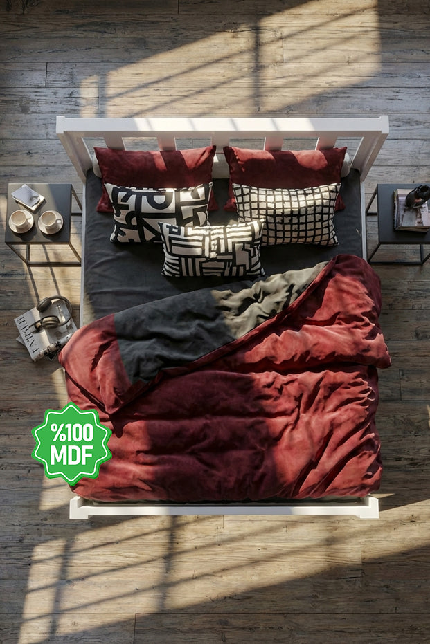 Ninnimo Still 160X200 Yatak Uyumlu Çift Kişilik Beyaz MDF Karyola MSÇY-1