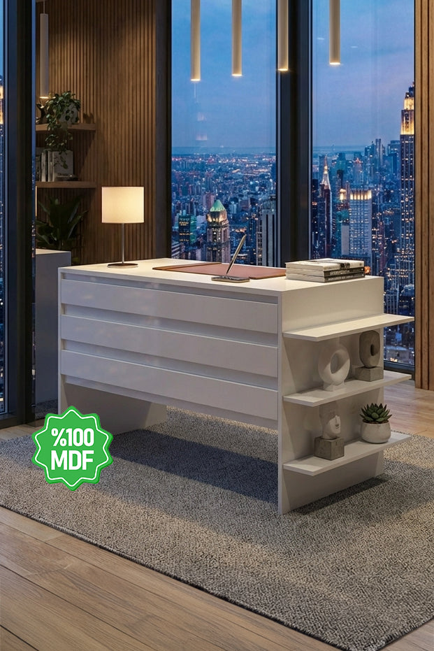 Ninnimo Soft Çalışma Masası Beyaz Mdf Ofis Çalışma Masası