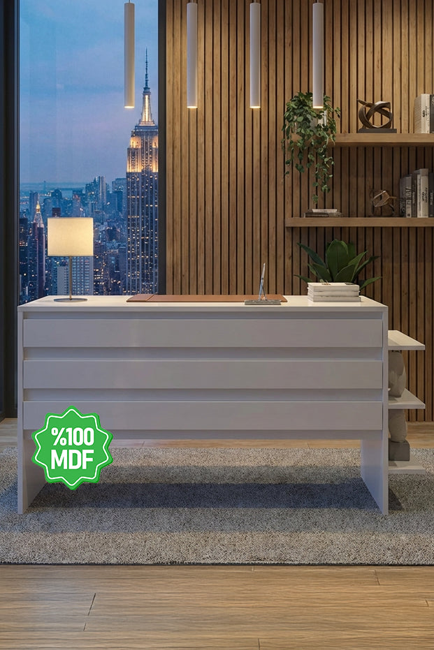 Ninnimo Soft Çalışma Masası Beyaz Mdf Ofis Çalışma Masası