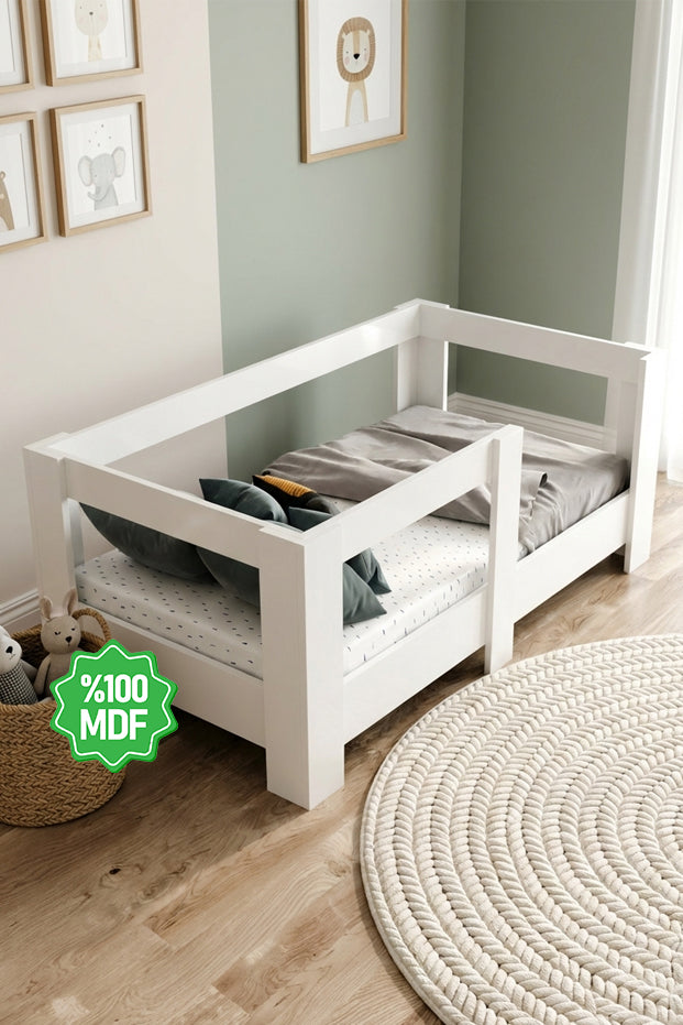 Ninnimo 70x140 Yatak Uyumlu Beyaz MDF Montessori Karyola- MY2 70X140-1