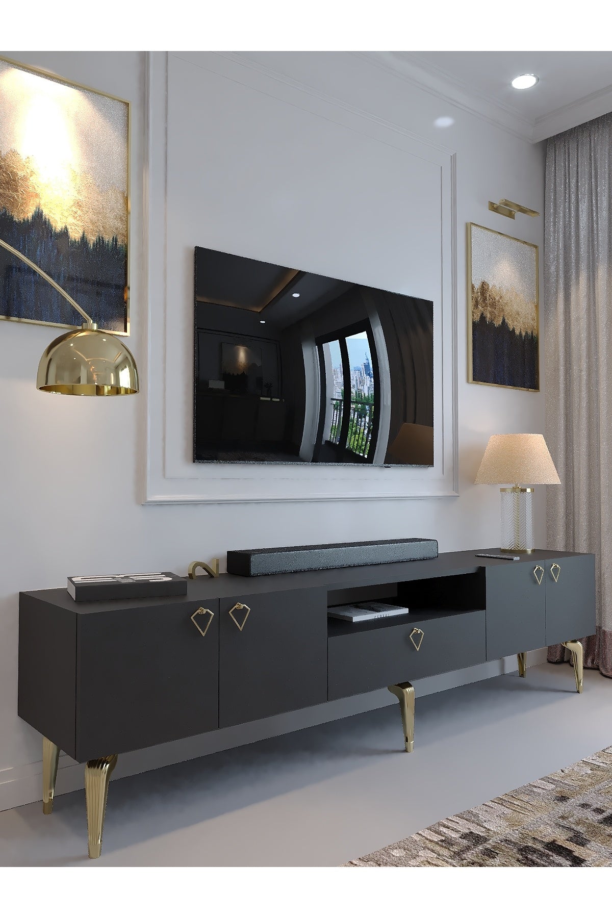 KARNAVAL TV ÜNİTESİ - GA2-1008-4 ANTRASİT GOLD