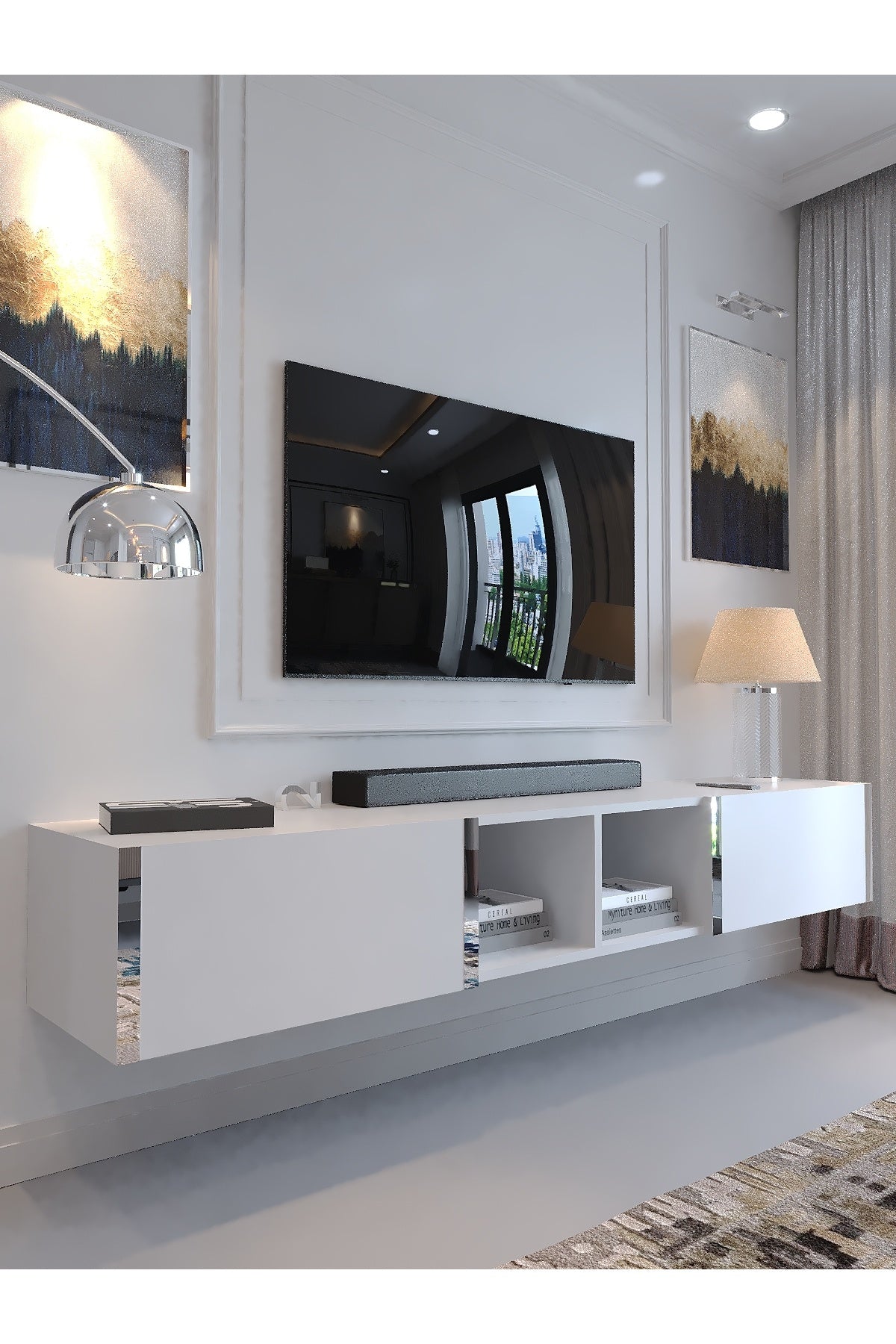 KARNAVAL DUVARA MONTE TV ÜNİTESİ - SDM-1005-1 BEYAZ GOLD