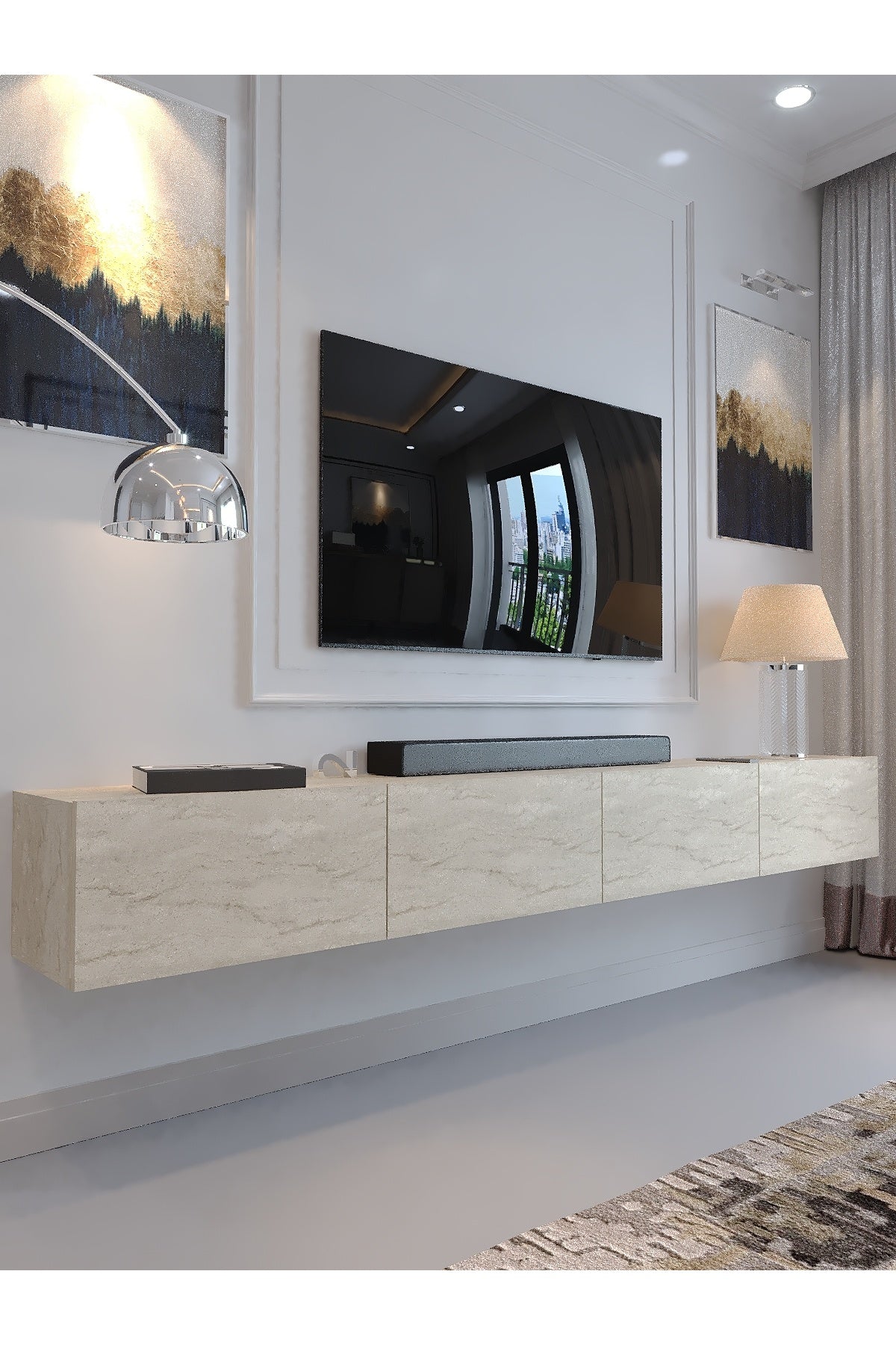 KARNAVAL 180 CM DUVARA MONTE TV SEHPASI - DM2002-8 TRAVERTEN