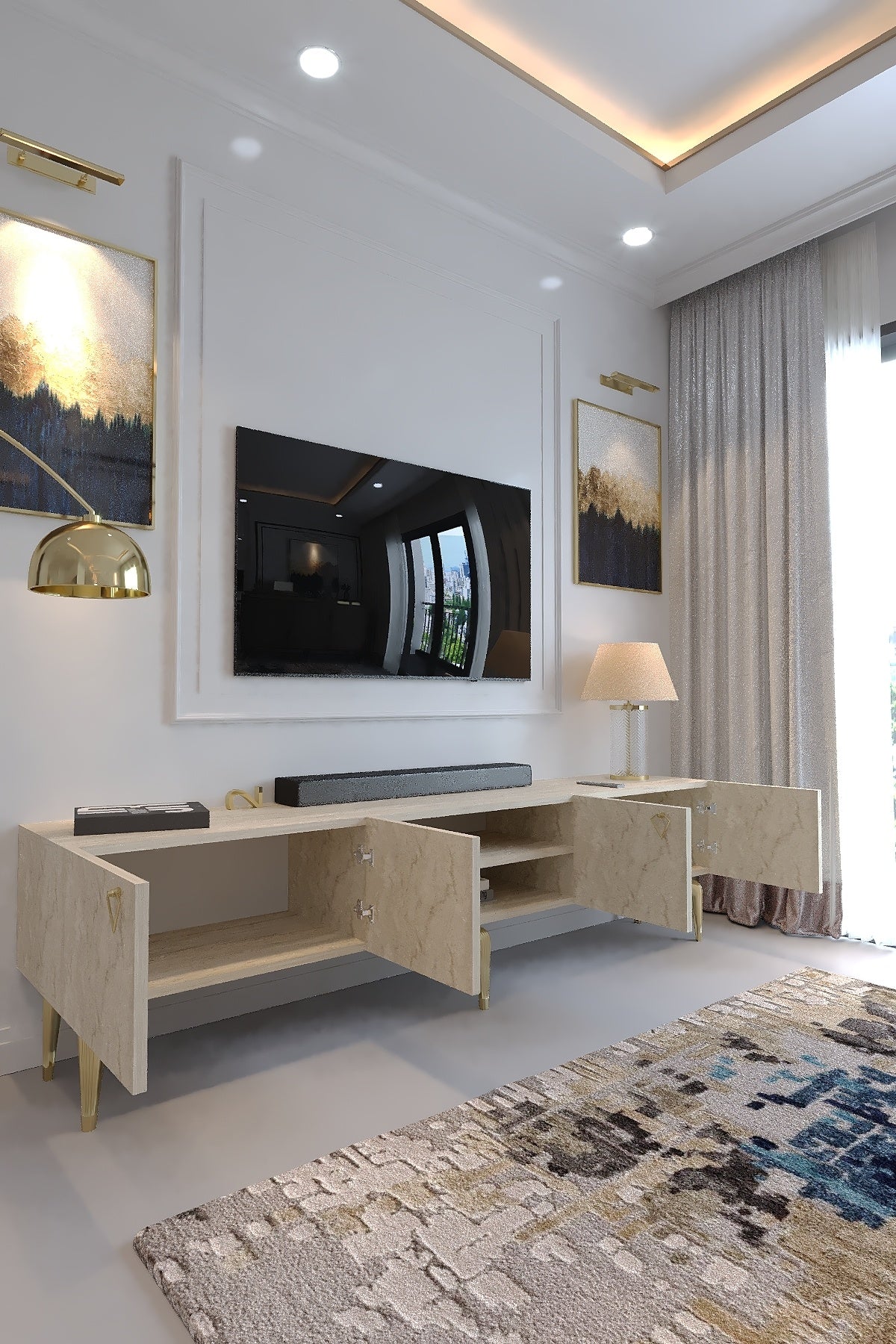 KARNAVAL TV ÜNİTESİ - GA2-1009-8 TRAVERTEN GOLD