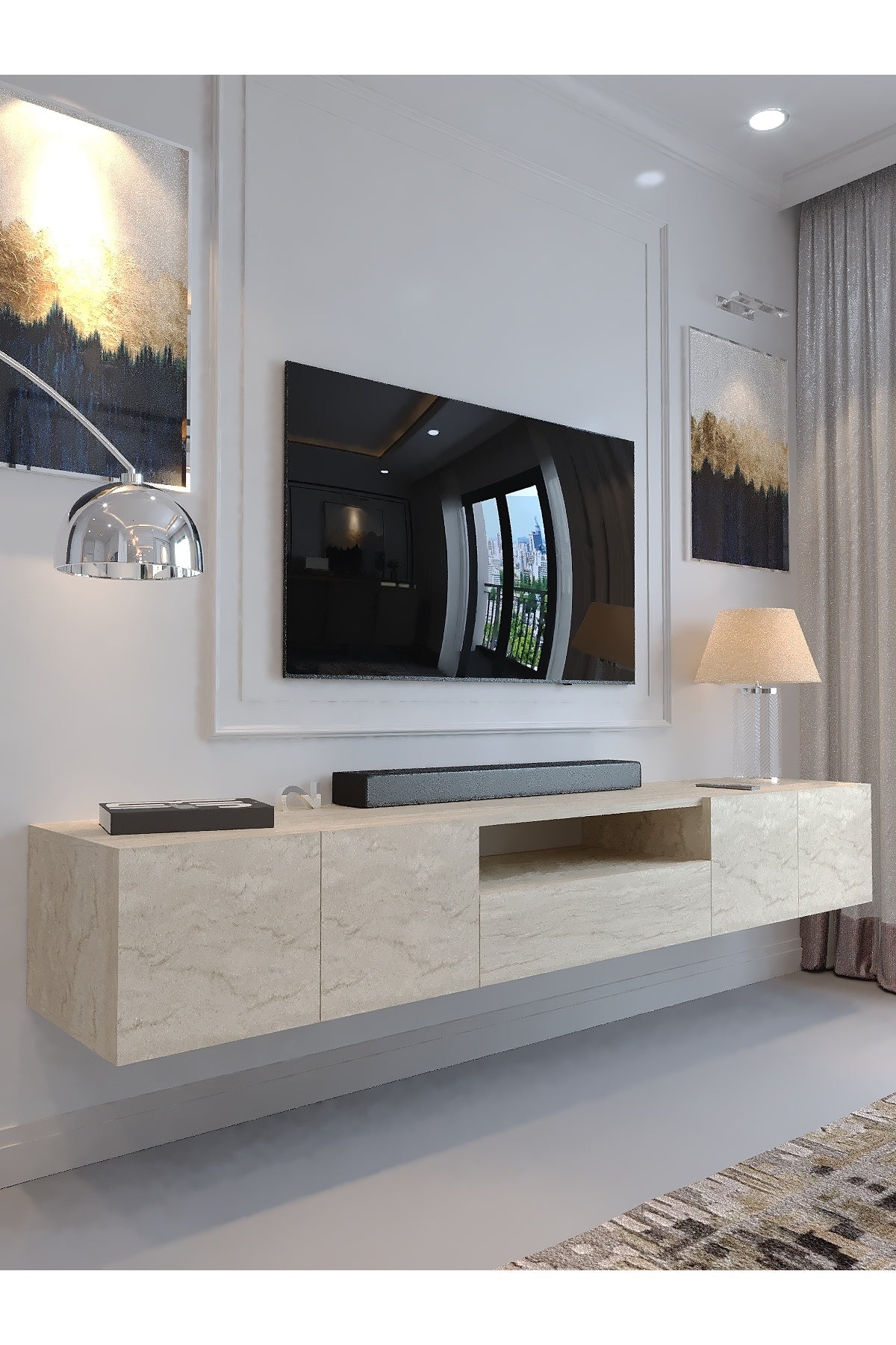 KARNAVAL DUVARA MONTE TV ÜNİTESİ - DM1008-8 TRAVERTEN