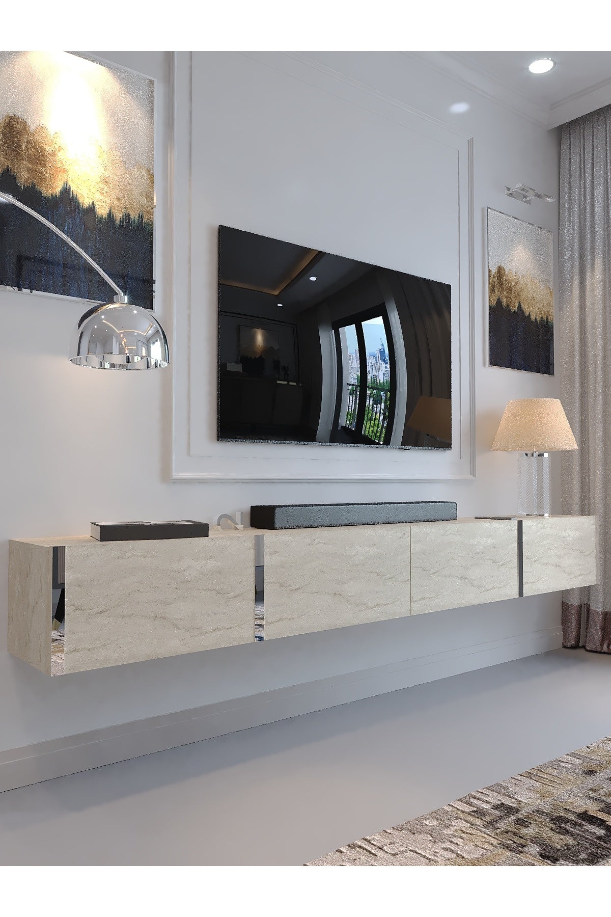 KARNAVAL 180 CM DUVARA MONTE TV SEHPASI - SDM-2002-8 TRAVERTEN GOLD