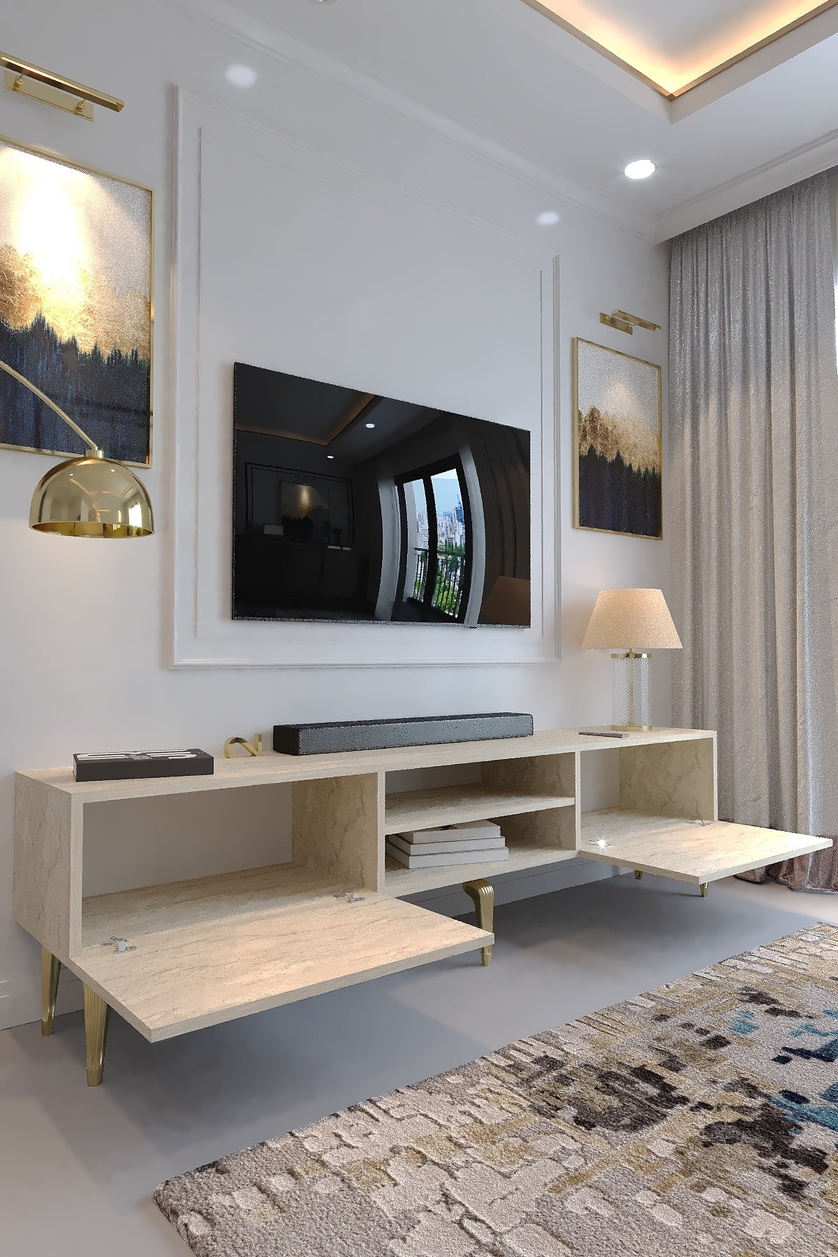 KARNAVAL TV ÜNİTESİ - GA2-2004-8 TRAVERTEN GOLD