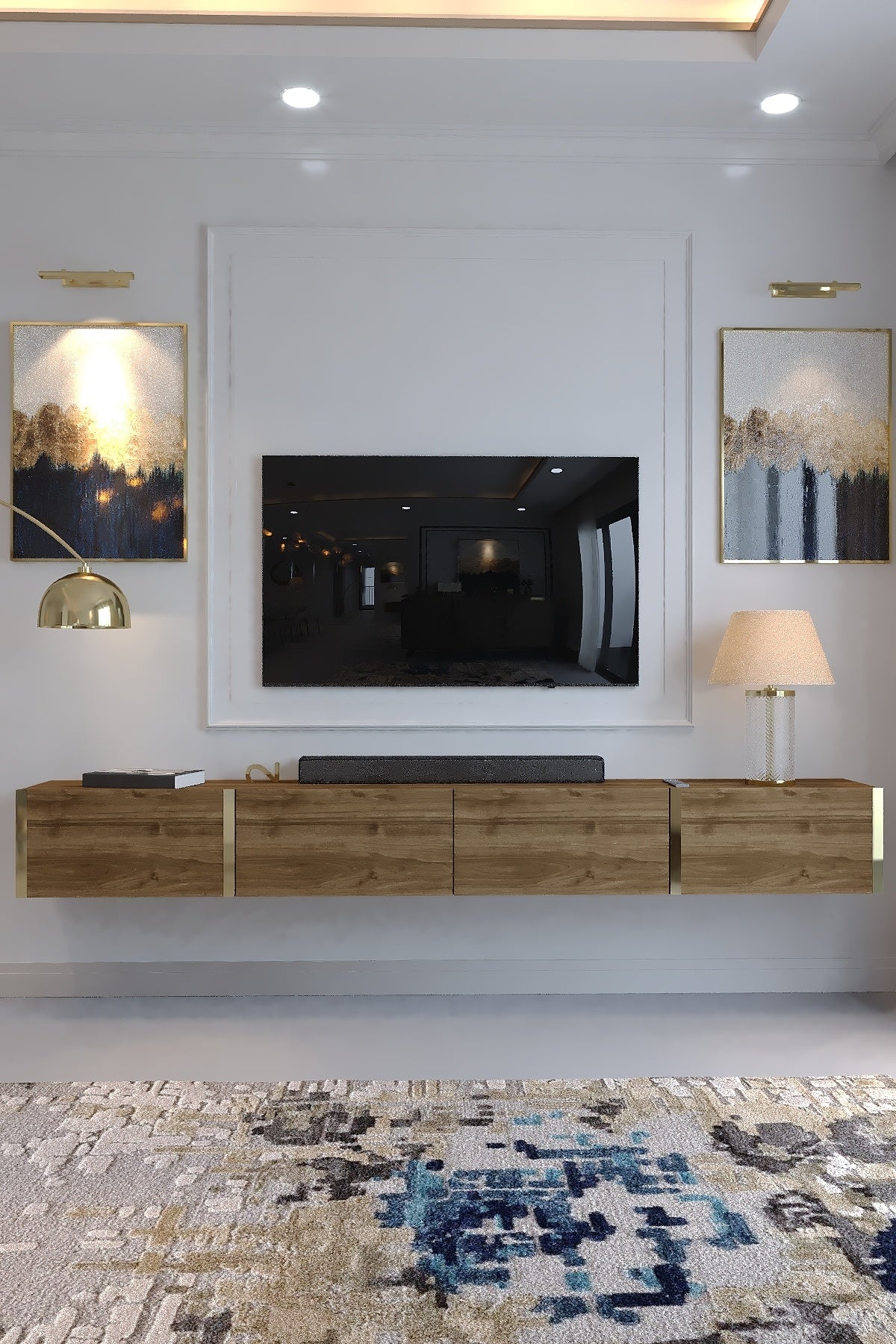 KARNAVAL 180 CM DUVARA MONTE TV SEHPASI - GDM-2002-2 CEVİZ GOLD