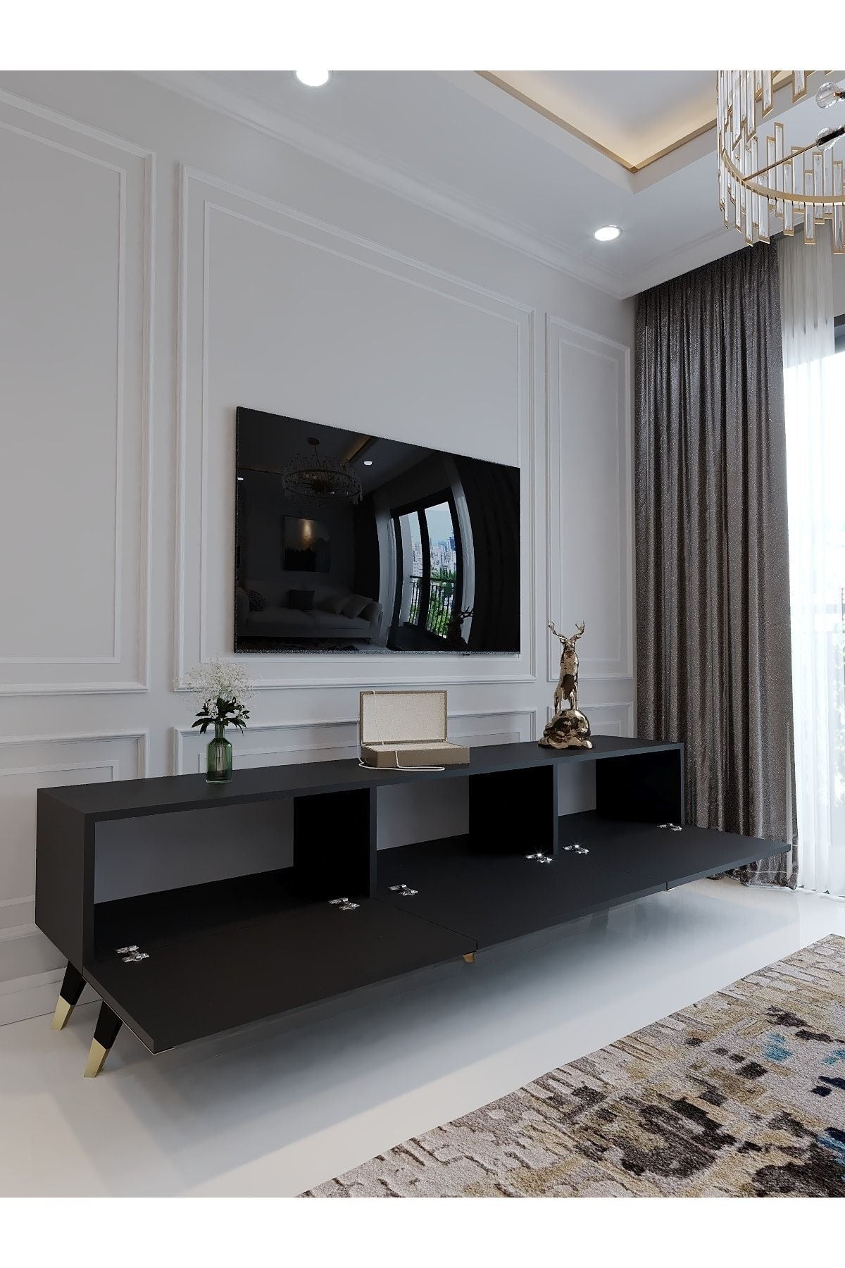 Home&living Q3017-4 Festival Tv Ünitesi Antrasit Minifiks Bağlantı Dışarıdan Vida Gözükmez