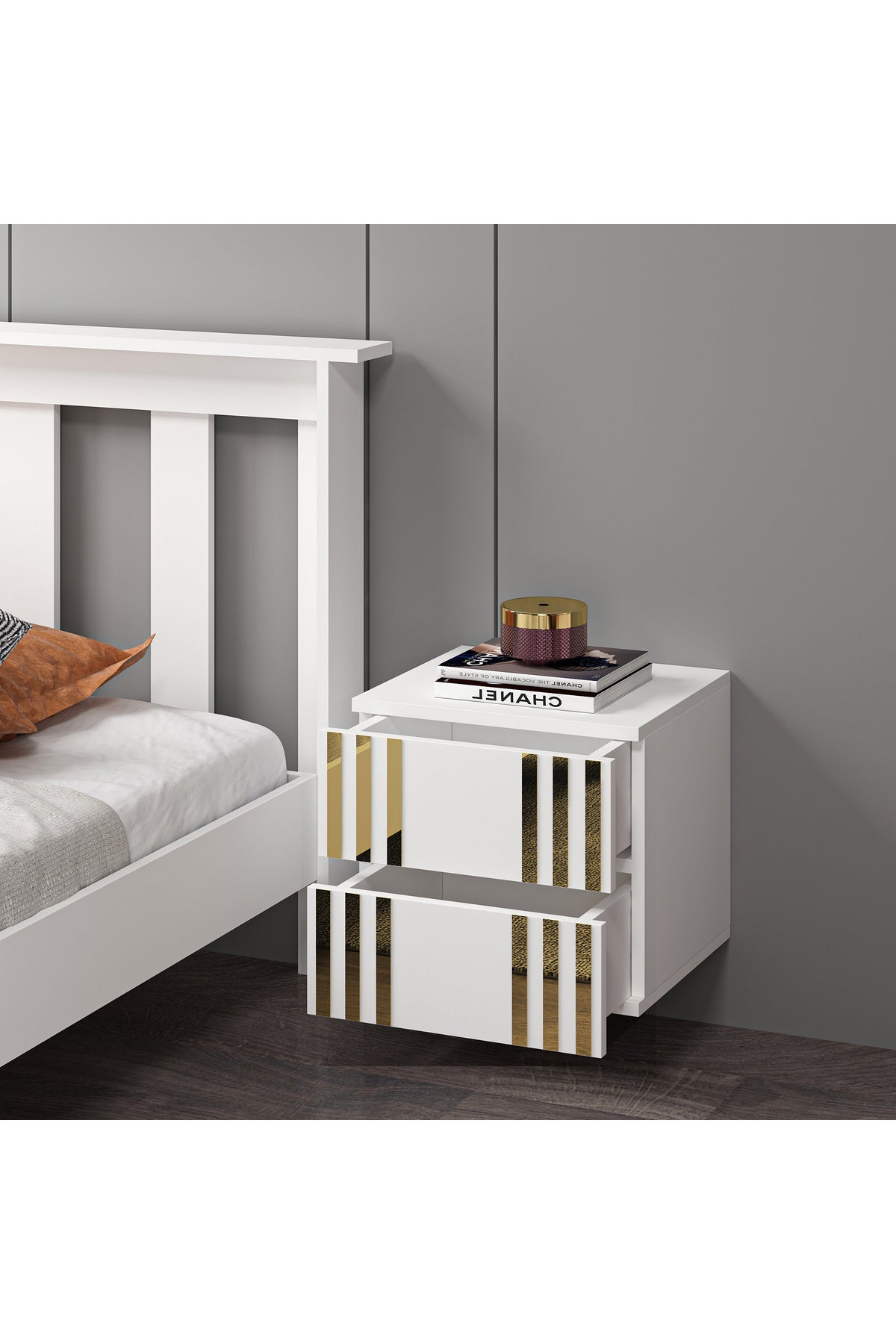 Mdf Beyaz Duvara Monte Komodin DMG1003