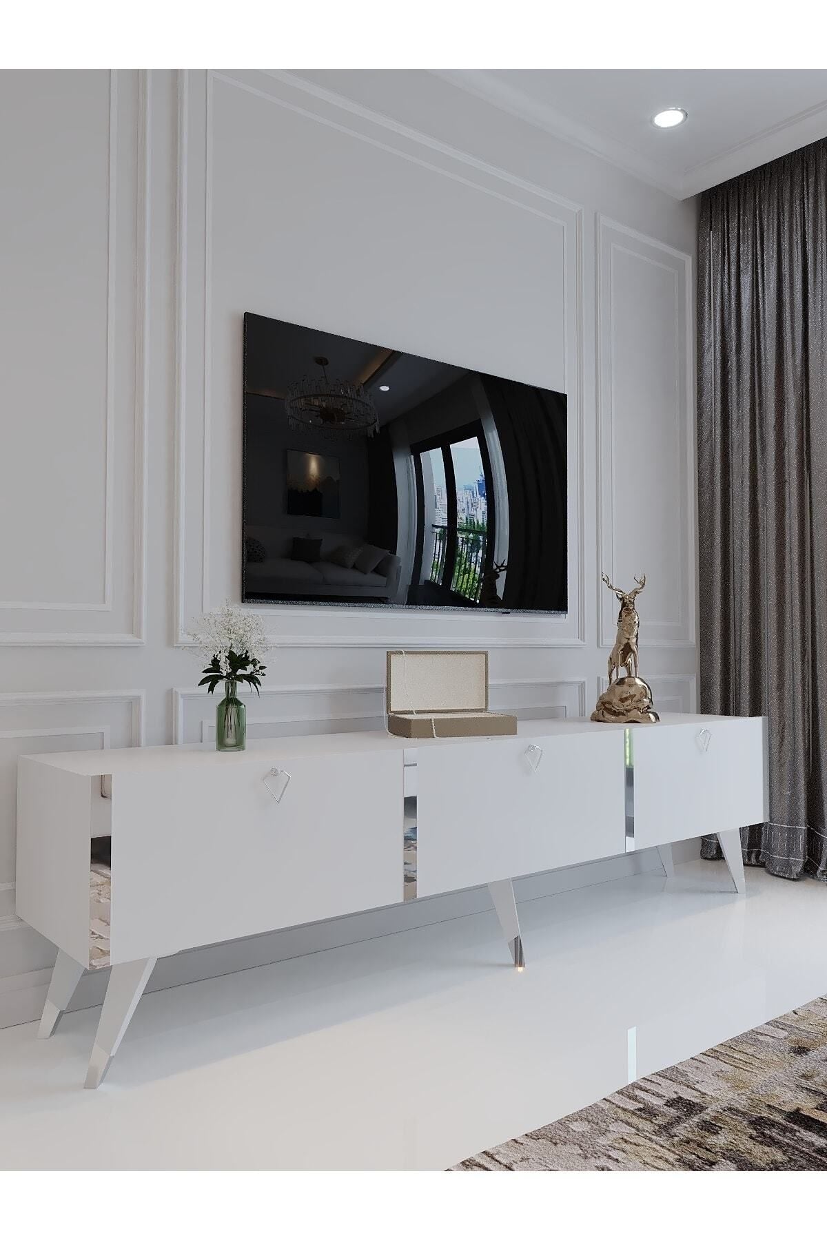 Festival Tv Ünitesi S3017-1 Parlak Beyaz Minifiks Bağlantı