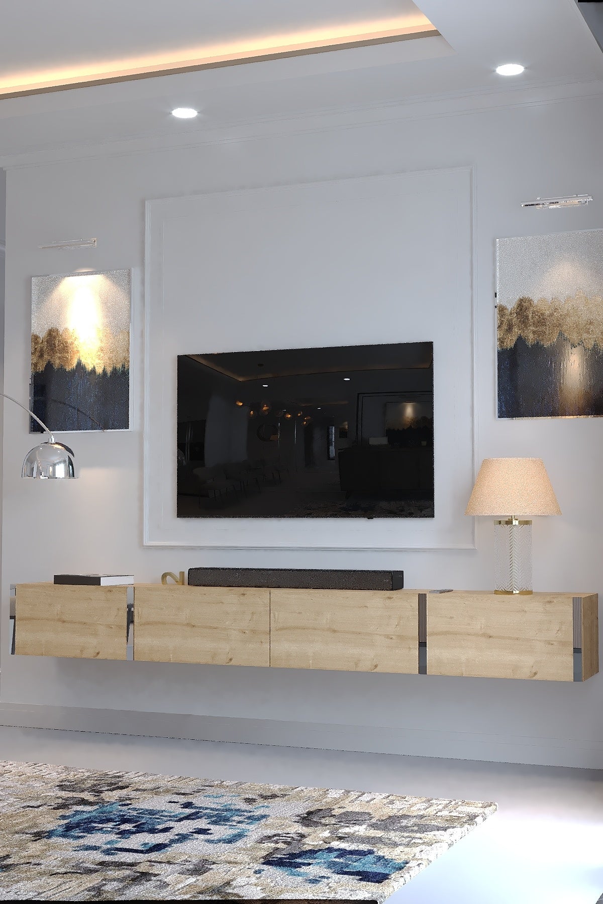 KARNAVAL 240 CM DUVARA MONTE TV SEHPASI - SDM-1002-9 SAFİR GOLD