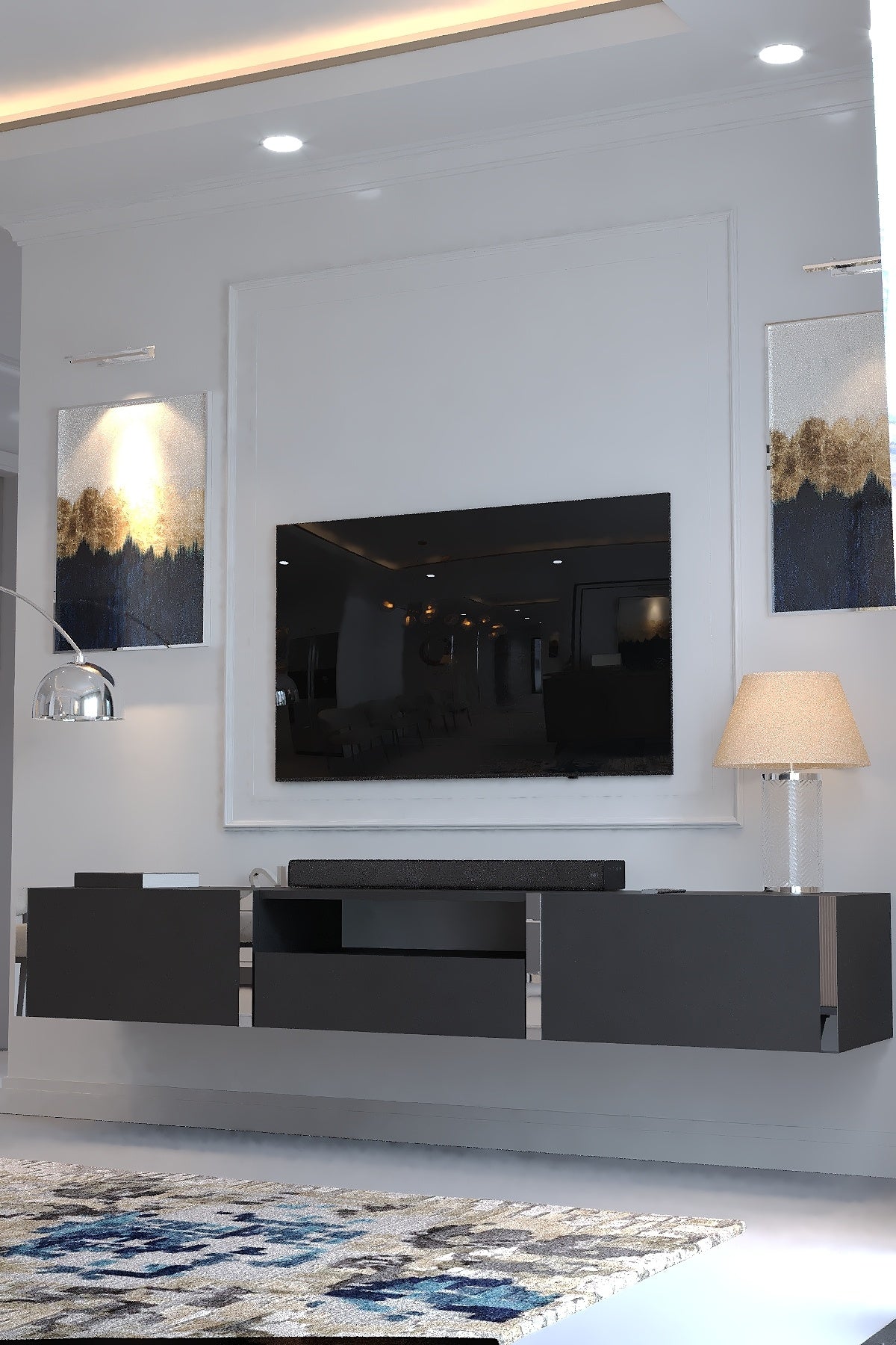 KARNAVAL DUVARA MONTE TV ÜNİTESİ - SDM-1006-4 ANTRASİT GOLD