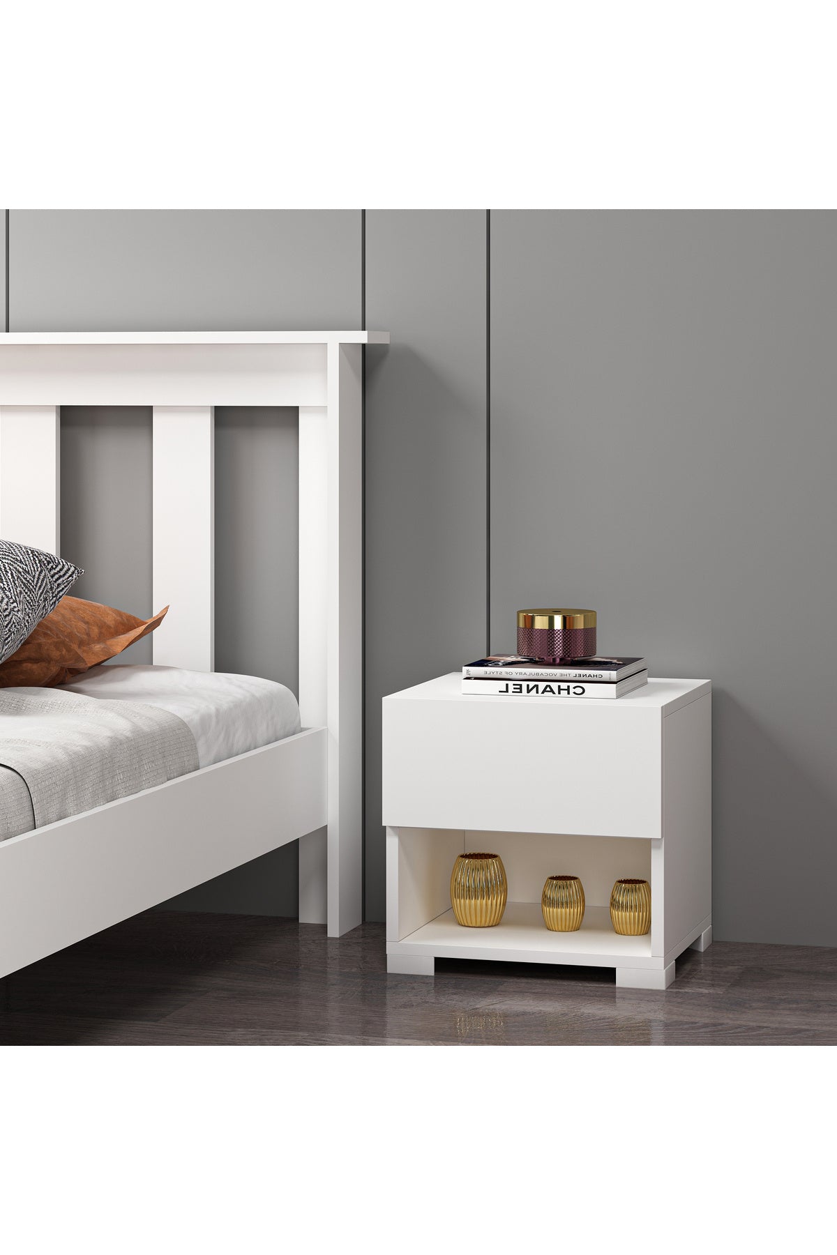 Mdf Beyaz Komodin A1001