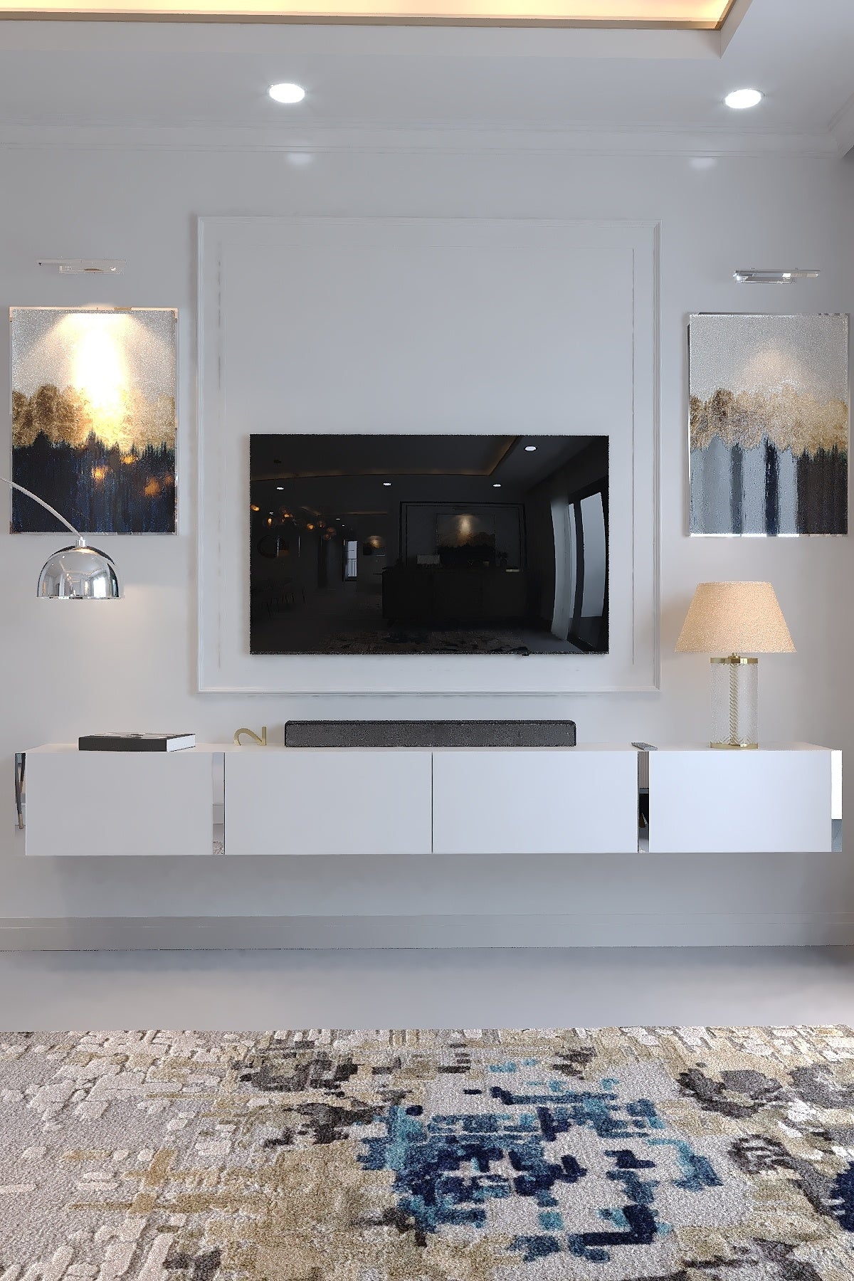 KARNAVAL 240 CM DUVARA MONTE TV SEHPASI - SDM-1002-1 BEYAZ GOLD