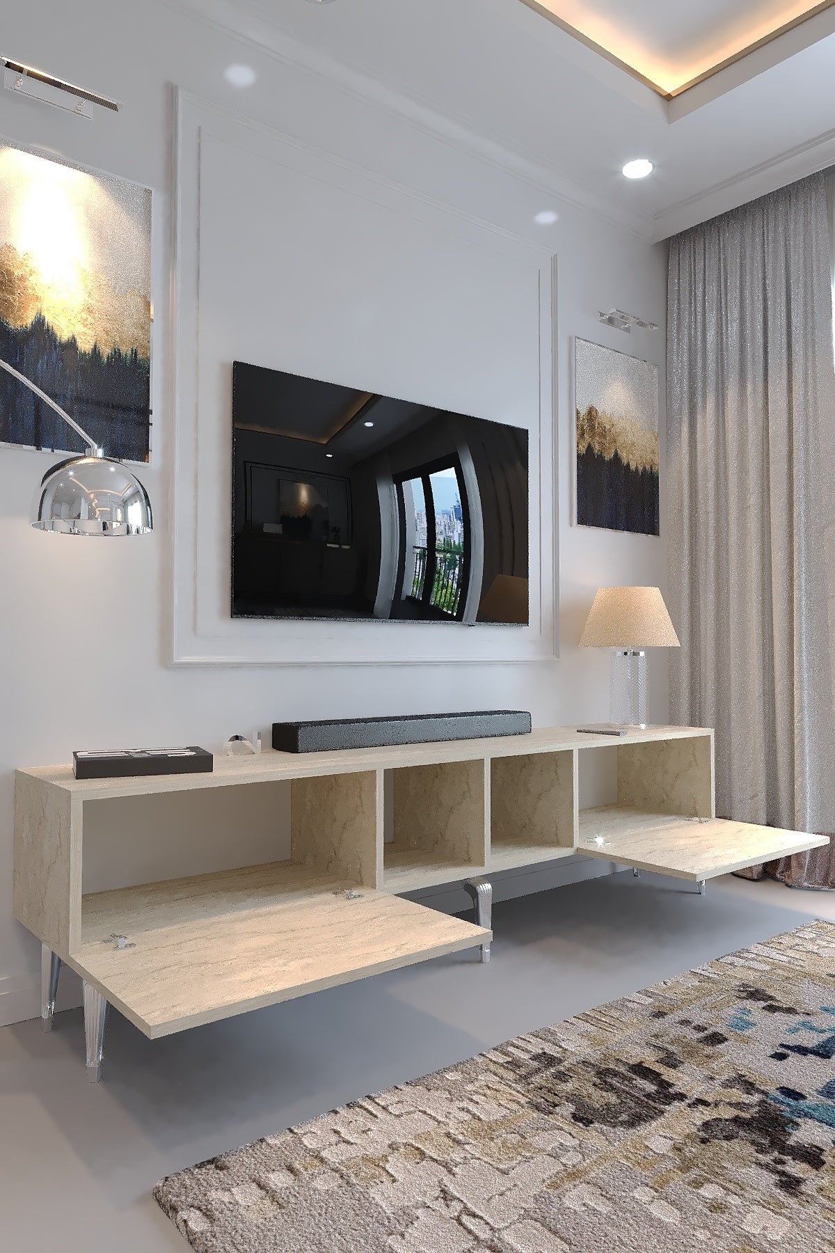 KARNAVAL TV ÜNİTESİ - SA2-1005-8 TRAVERTEN SİLVER