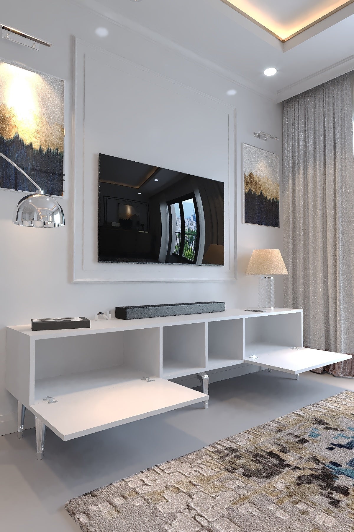 KARNAVAL TV ÜNİTESİ - SA2-1005-1 BEYAZ SİLVER