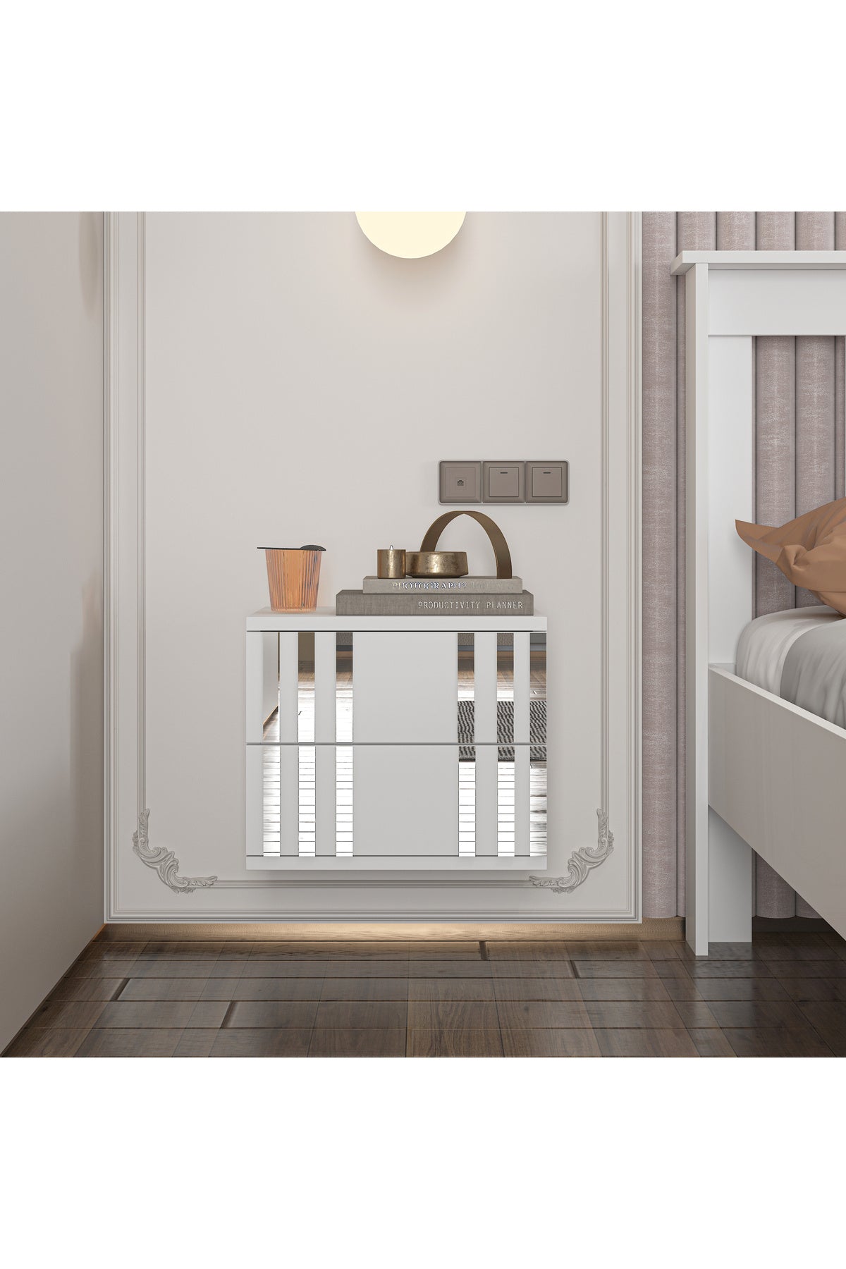 Mdf Beyaz Duvara Monte Komodin DMK1003