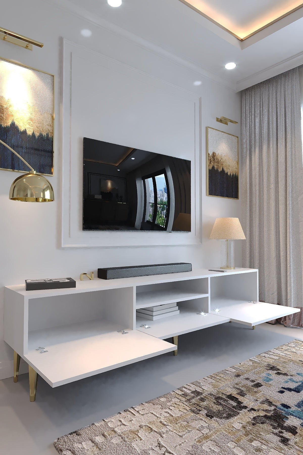 KARNAVAL TV ÜNİTESİ - GA2-1006-1 BEYAZ GOLD