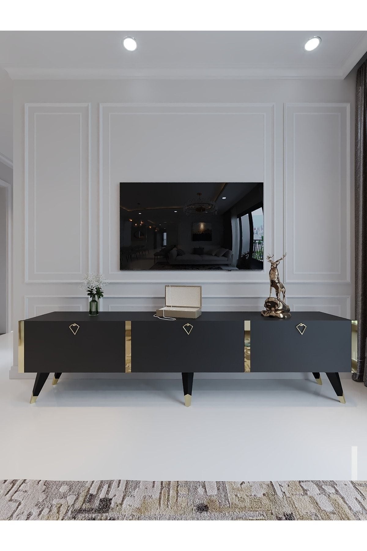 Home&living Q3017-4 Festival Tv Ünitesi Antrasit Minifiks Bağlantı Dışarıdan Vida Gözükmez