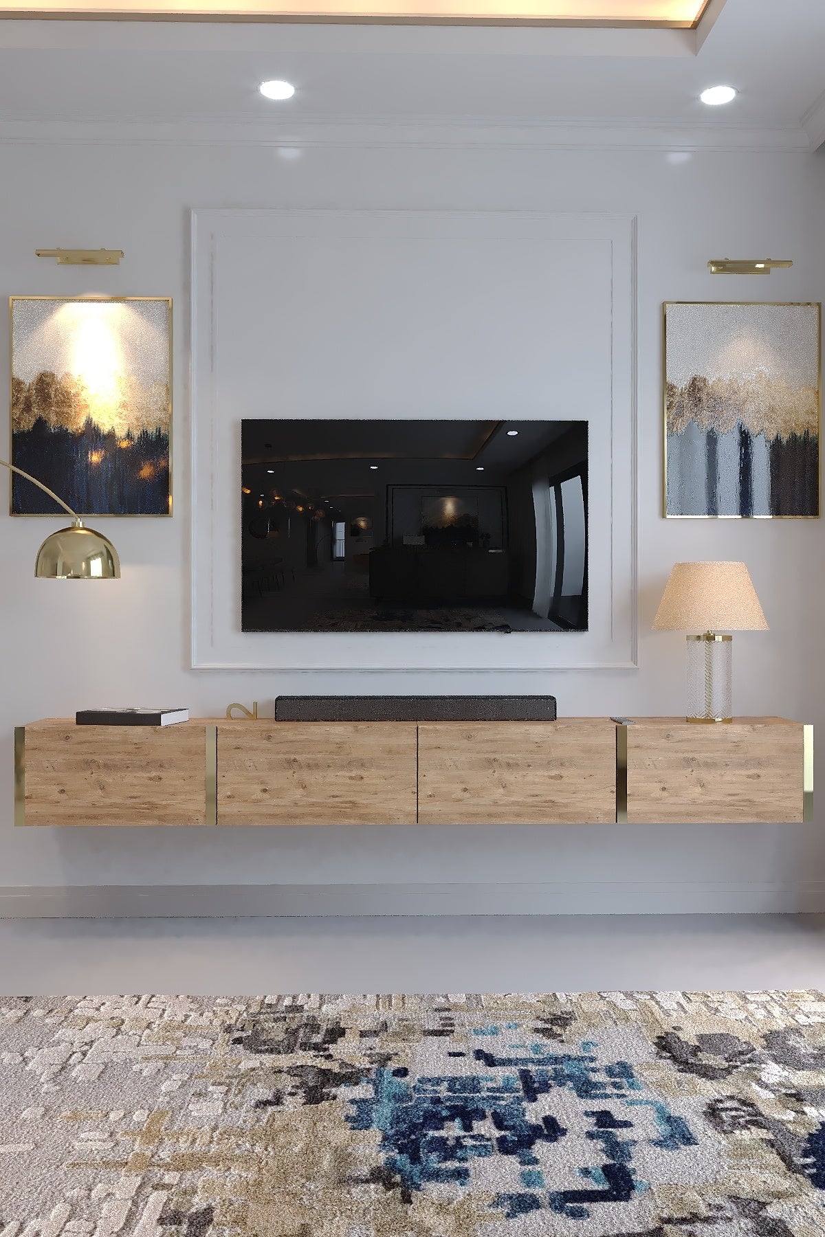 KARNAVAL 240 CM DUVARA MONTE TV SEHPASI - GDM-1002-6 ÇAM GOLD