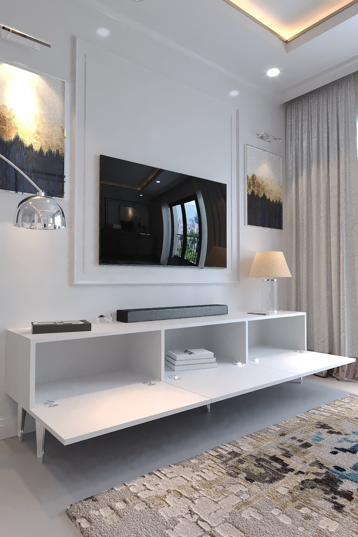 KARNAVAL TV ÜNİTESİ - SA2-1001-1 BEYAZ SİLVER