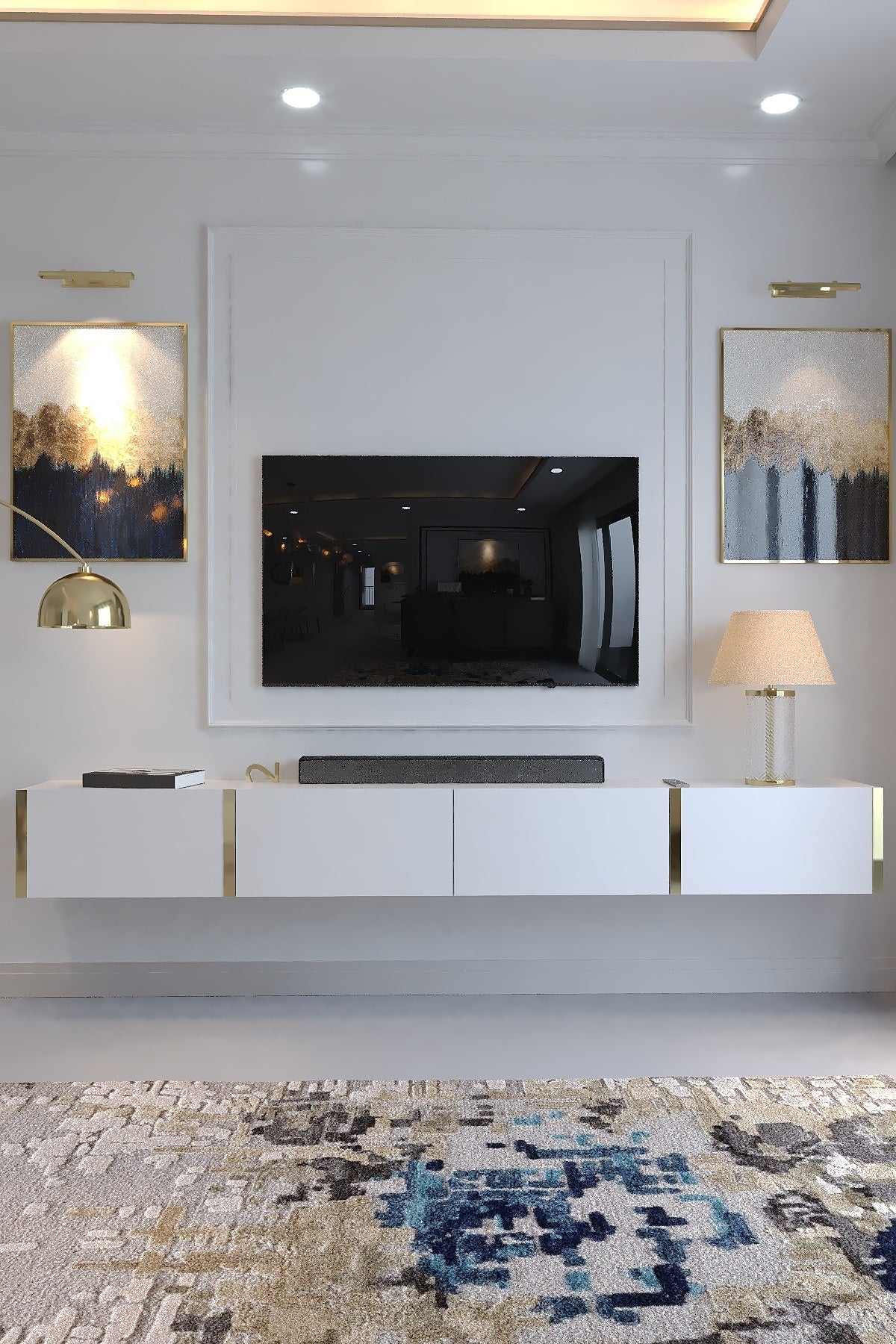 KARNAVAL 180 CM DUVARA MONTE TV SEHPASI - GDM-2002-1 BEYAZ GOLD