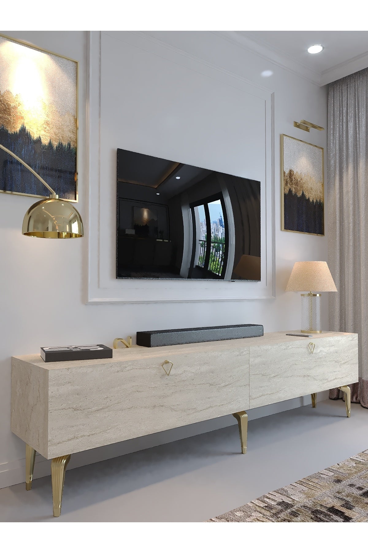 KARNAVAL TV ÜNİTESİ - GA2-1003-8 TRAVERTEN GOLD