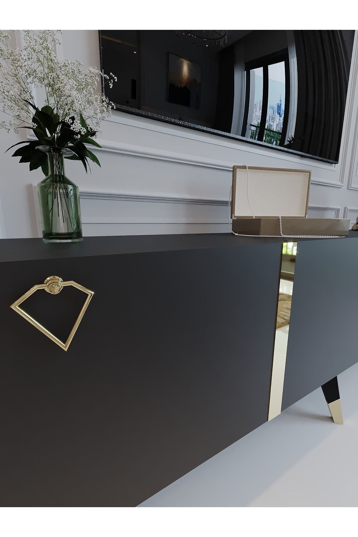 Home&living Q3017-4 Festival Tv Ünitesi Antrasit Minifiks Bağlantı Dışarıdan Vida Gözükmez