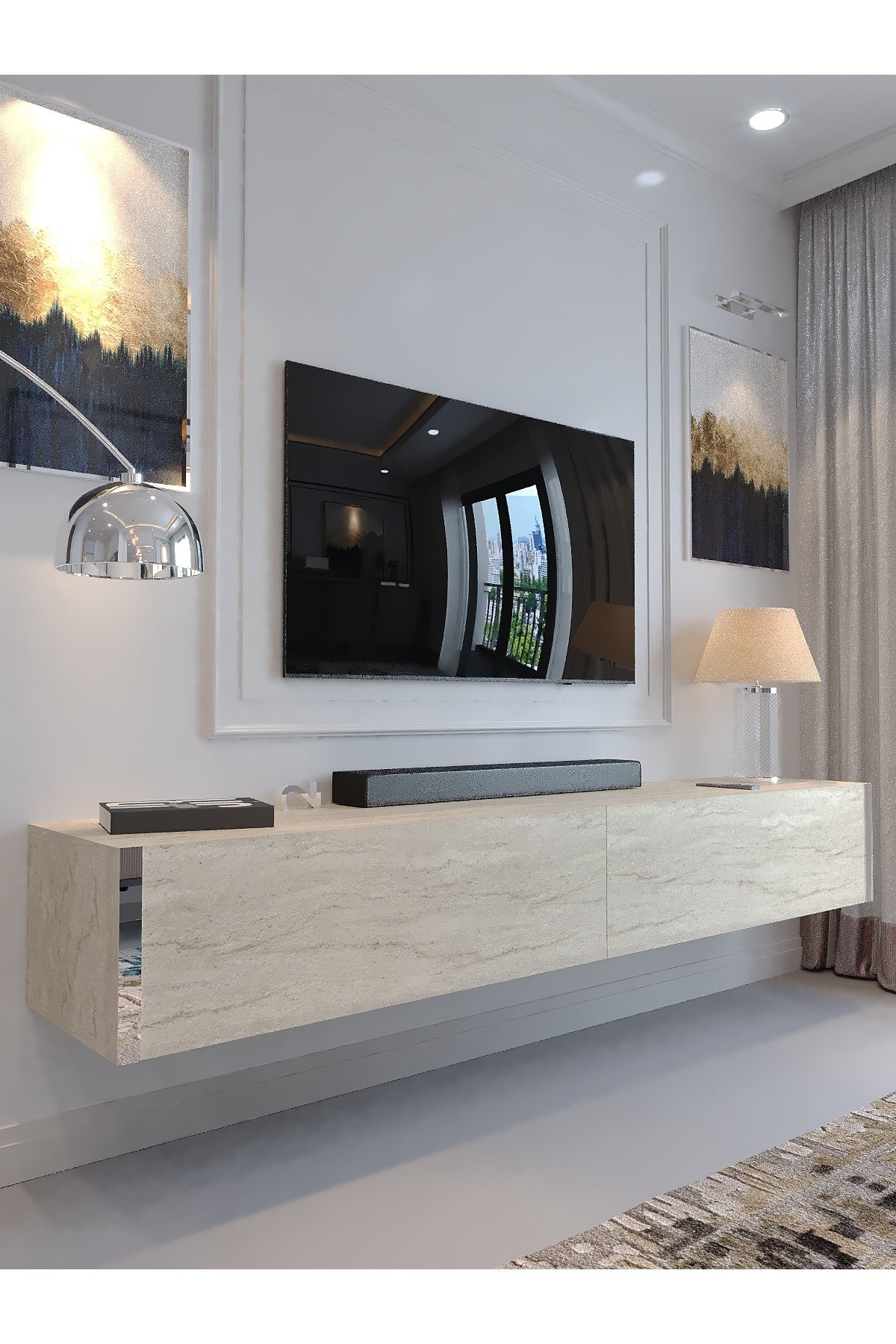 KARNAVAL DUVARA MONTE TV ÜNİTESİ - SDM-1003-8 TRAVERTEN GOLD