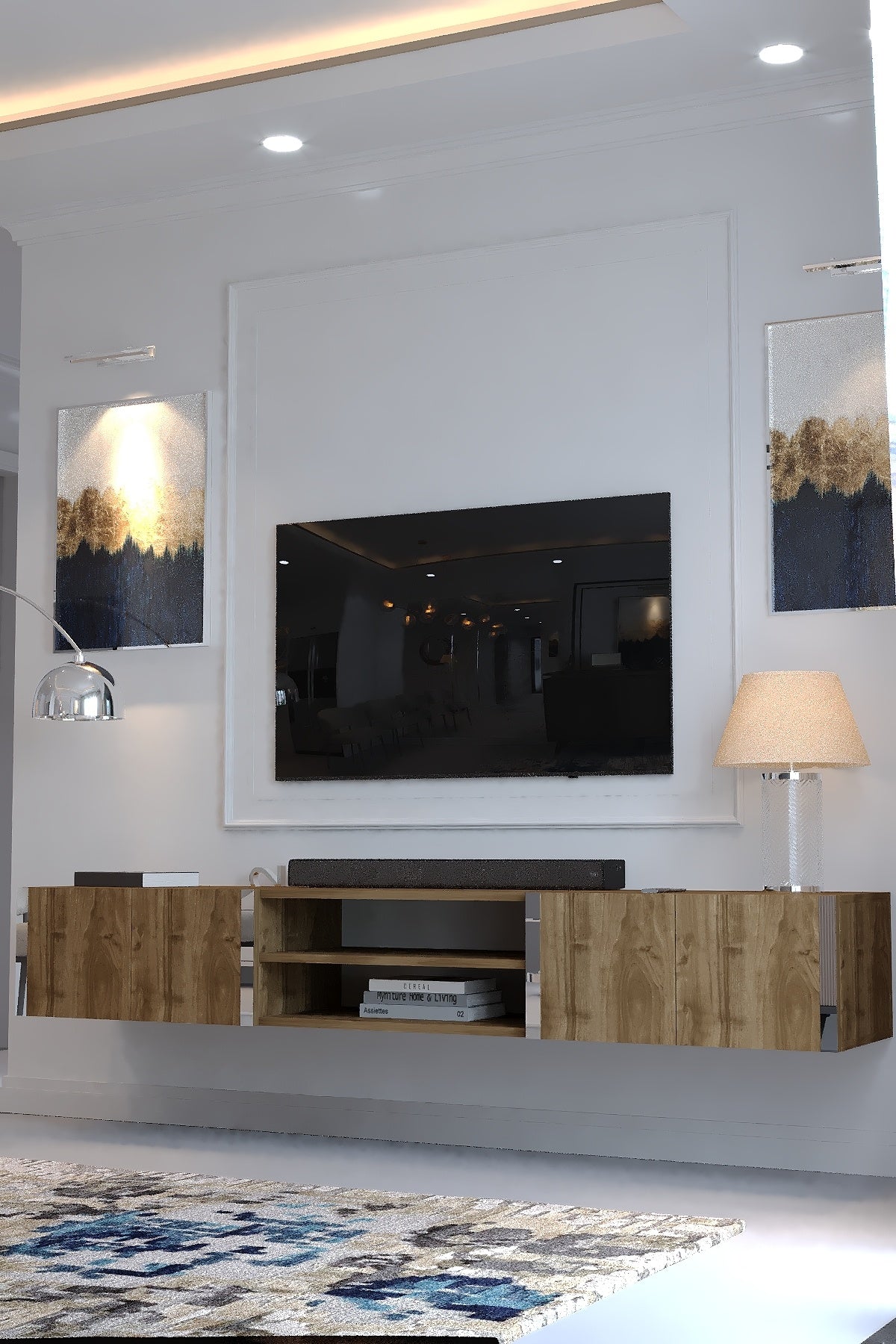 DUVARA MONTE TV ÜNİTESİ - SDM-1009-2 CEVİZ GOLD