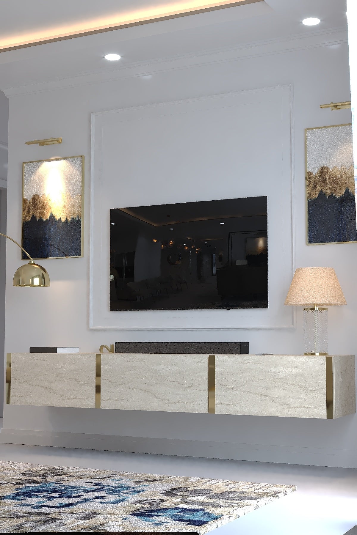 KARNAVAL DUVARA MONTE TV ÜNİTESİ - GDM-1001-8 TRAVERTEN GOLD