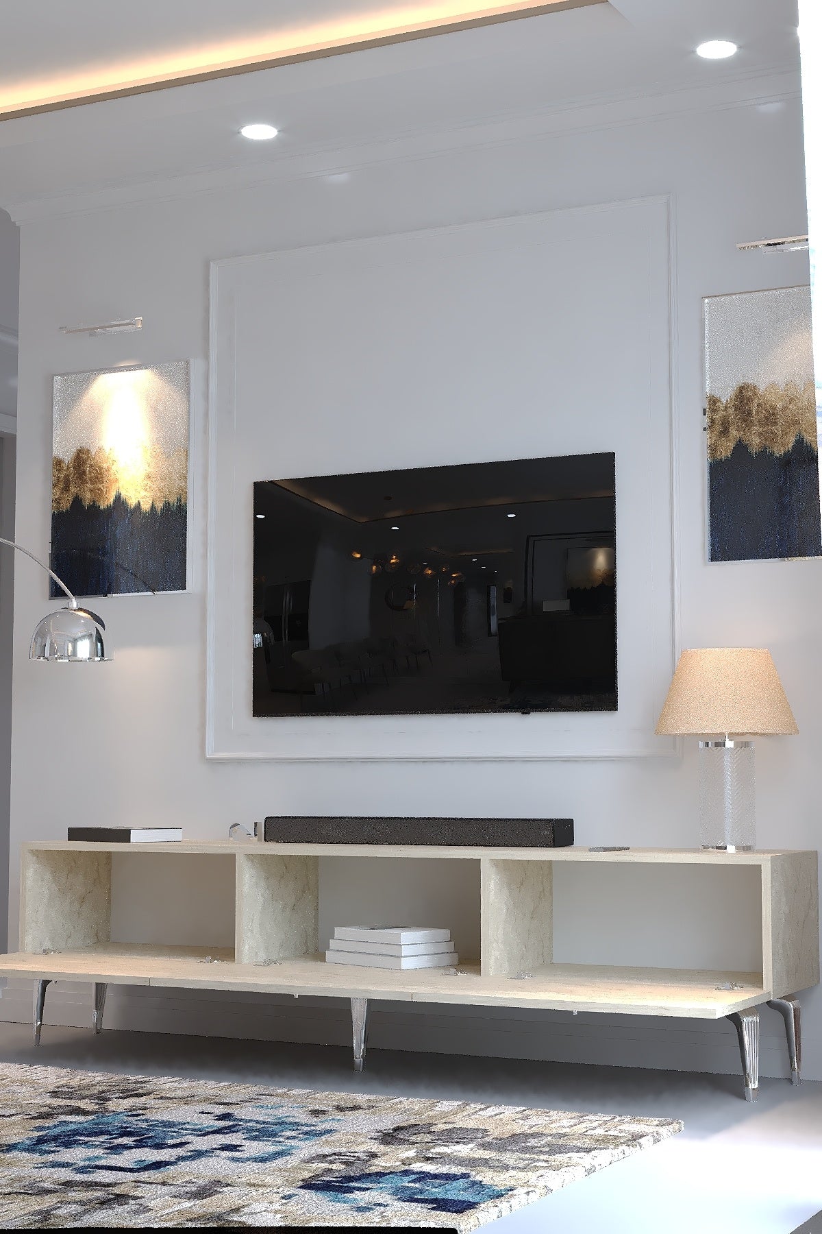 KARNAVAL TV ÜNİTESİ - SA2-1001-8 TRAVERTEN SİLVER