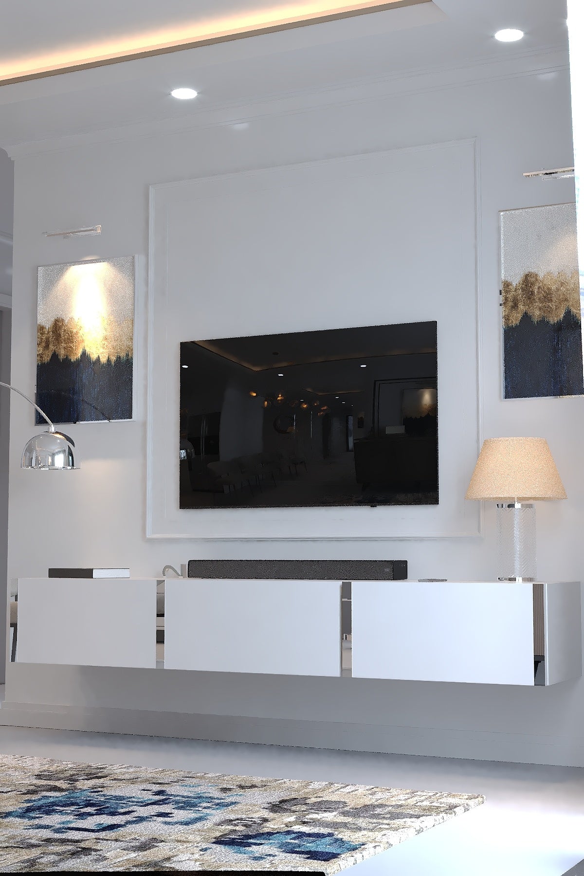 KARNAVAL DUVARA MONTE TV ÜNİTESİ - SDM-1001-1 BEYAZ GOLD