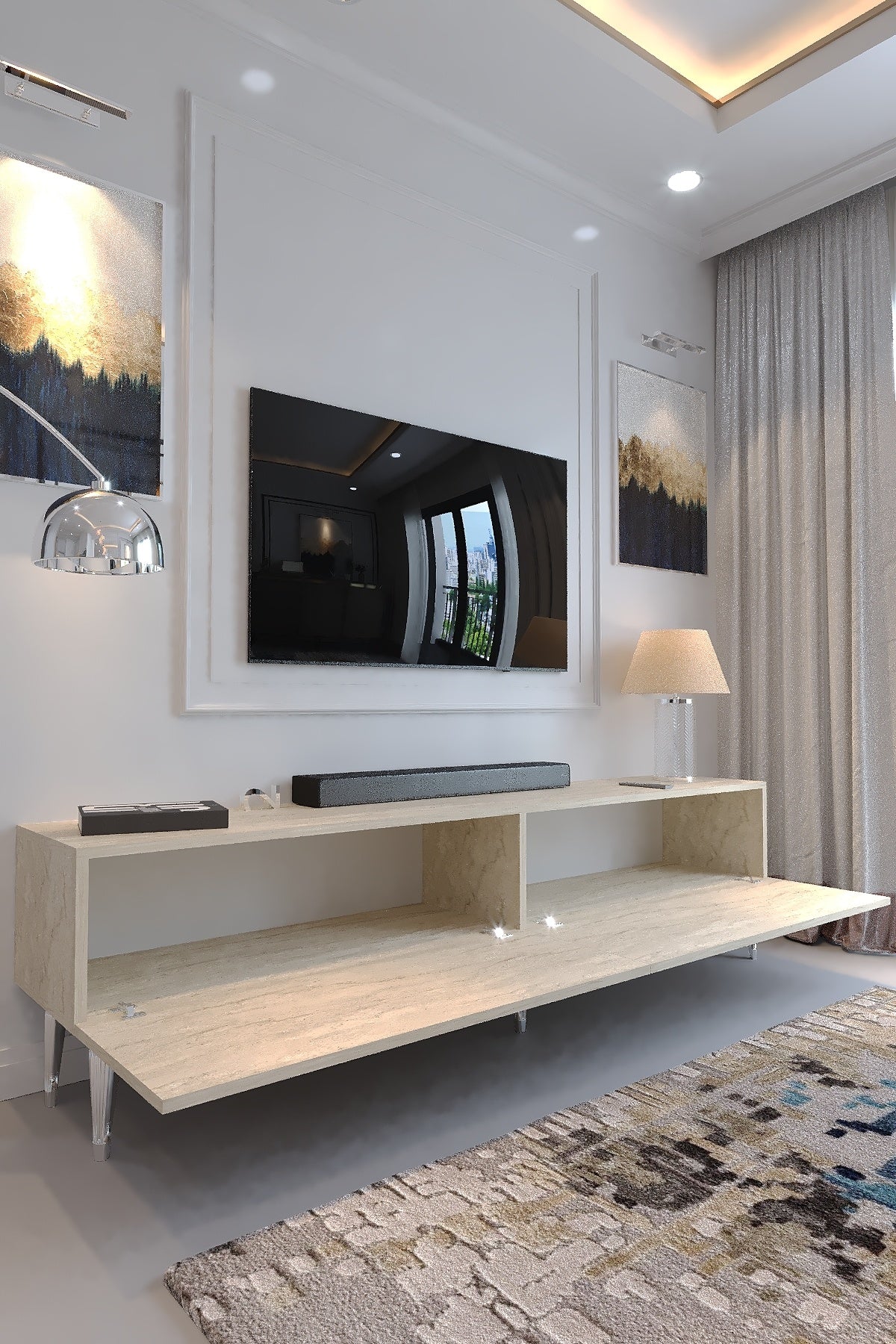 KARNAVAL TV ÜNİTESİ - SA2-2003-8 TRAVERTEN SİLVER