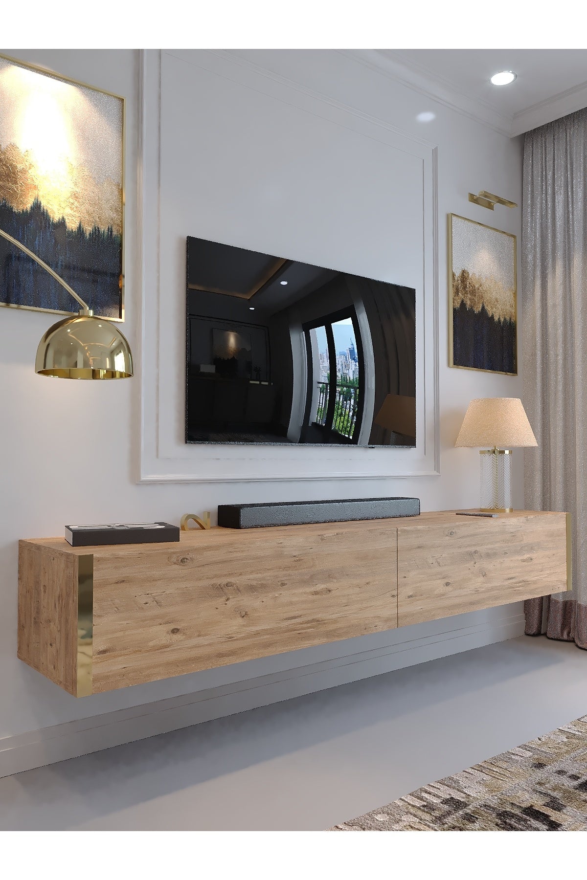 KARNAVAL DUVARA MONTE TV ÜNİTESİ - GDM-1003-6 ÇAM GOLD