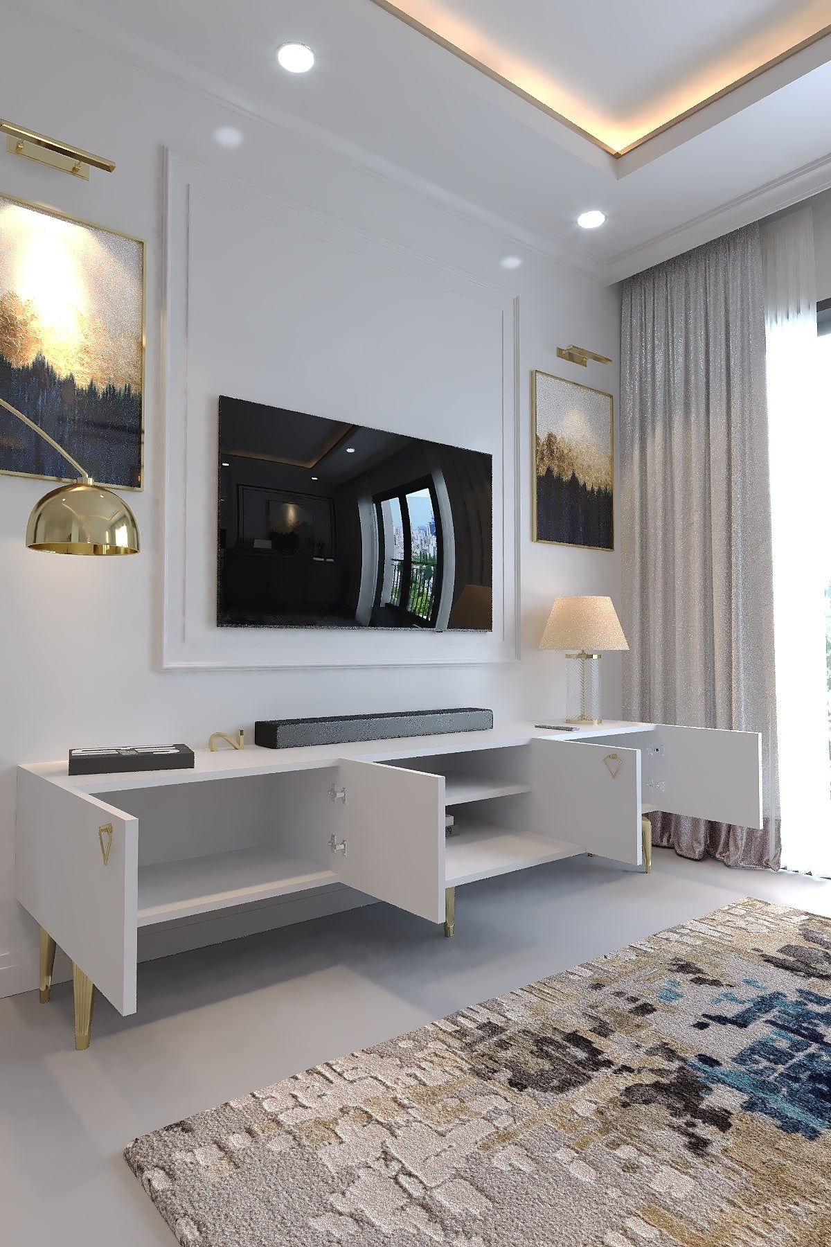 KARNAVAL TV ÜNİTESİ - GA2-1008-1 BEYAZ GOLD