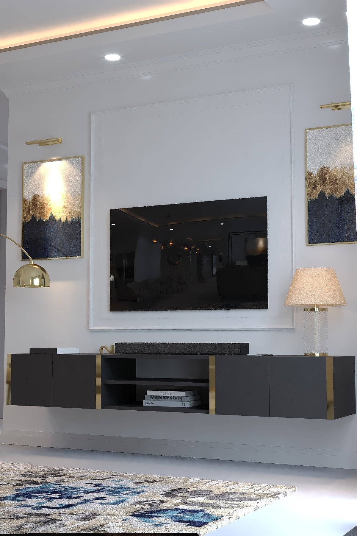 KARNAVAL DUVARA MONTE TV ÜNİTESİ - GDM-1009-4 ANTRASİT GOLD