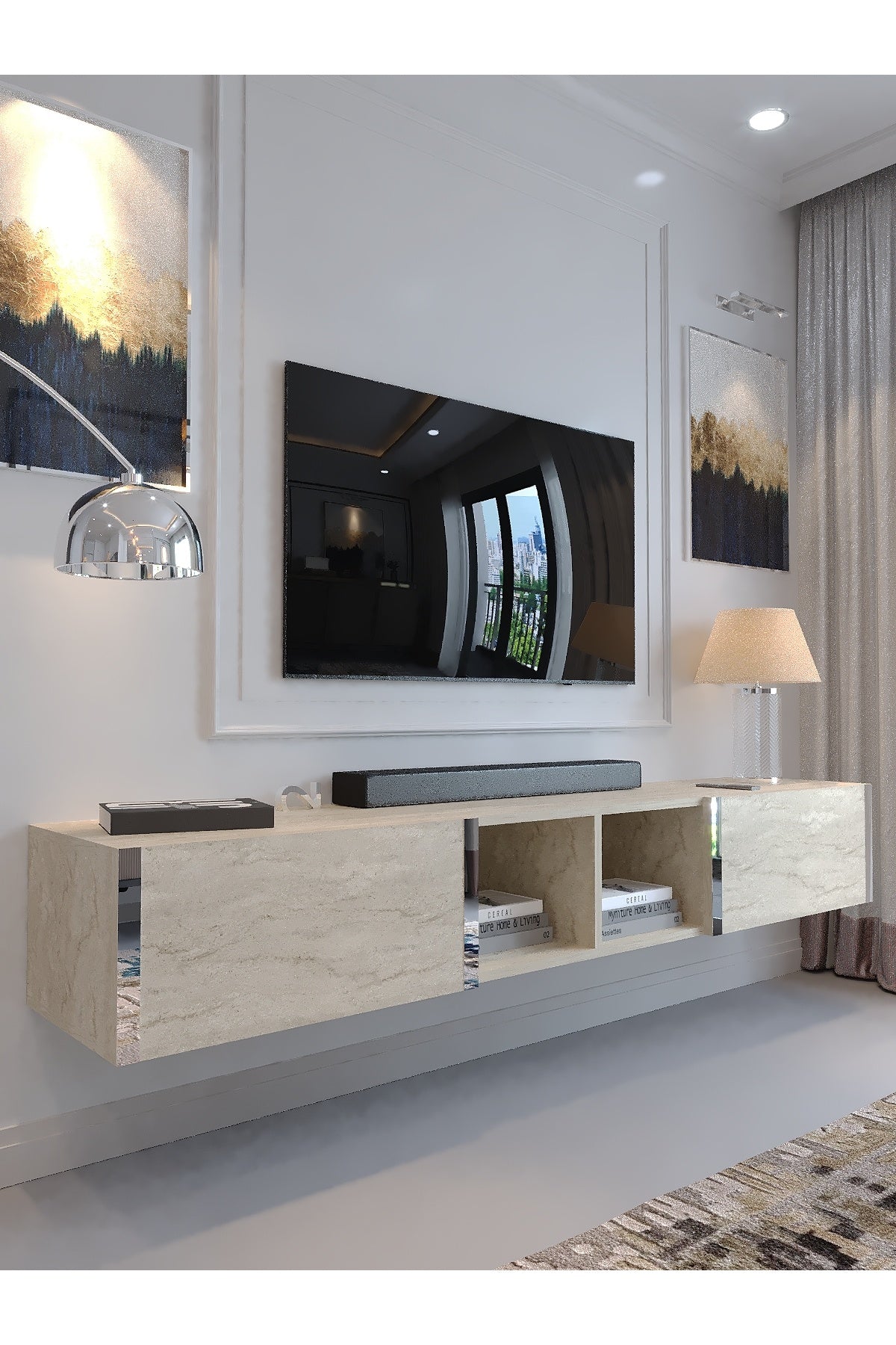 KARNAVAL DUVARA MONTE TV ÜNİTESİ - SDM-1005-8 TRAVERTEN GOLD