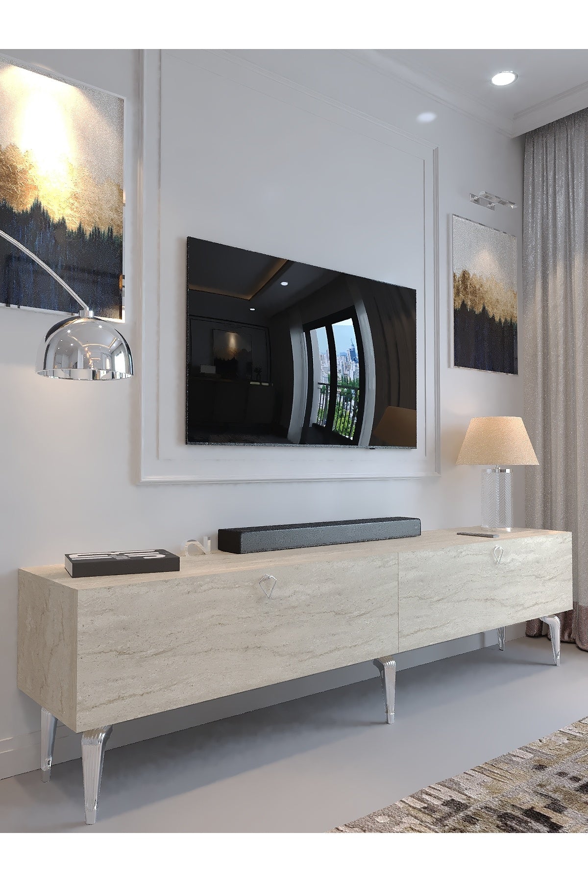 KARNAVAL TV ÜNİTESİ - SA2-1003-8 TRAVERTEN SİLVER