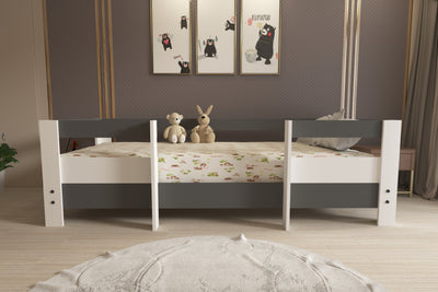 Ninnimo 90x190 Yatak Uyumlu Antrasit Beyaz  Montessori Karyola- M5-41