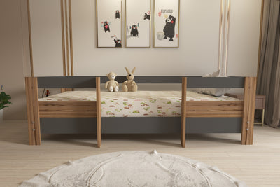 Ninnimo 90x190 Yatak Uyumlu Antrasit Çırağan  Montessori Karyola- M5-43