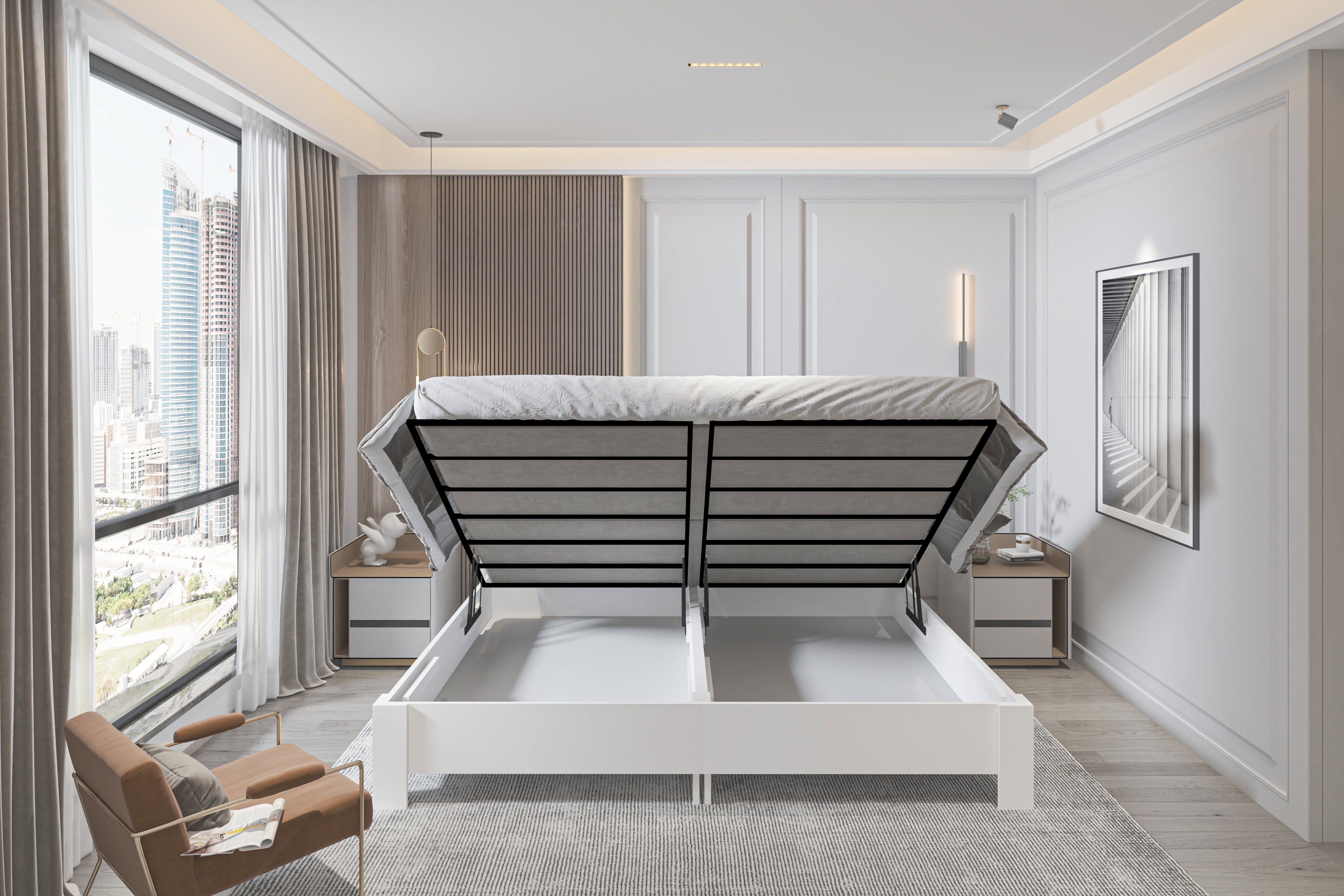 Altay Çift Kişilik Beyaz MDF Bazalı Karyola