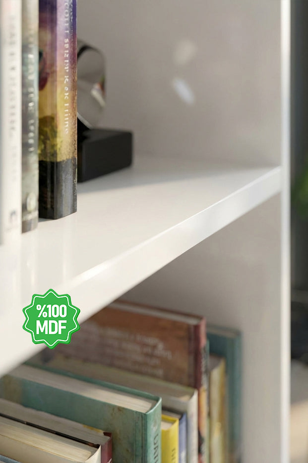 Ninnimo Beyaz MDF 5 Raflı Kitaplık