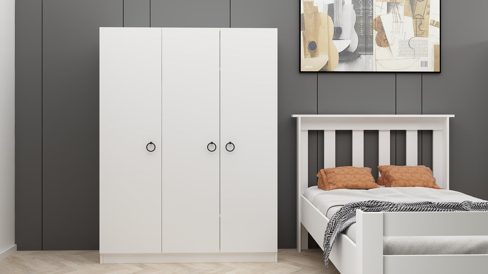Ninnimo 4 Parçalı Beyaz MDF Yaşam Genç Odası Takımı (Karyola 90x190, Gardırop, Kitaplık ve Çalışma Masası)