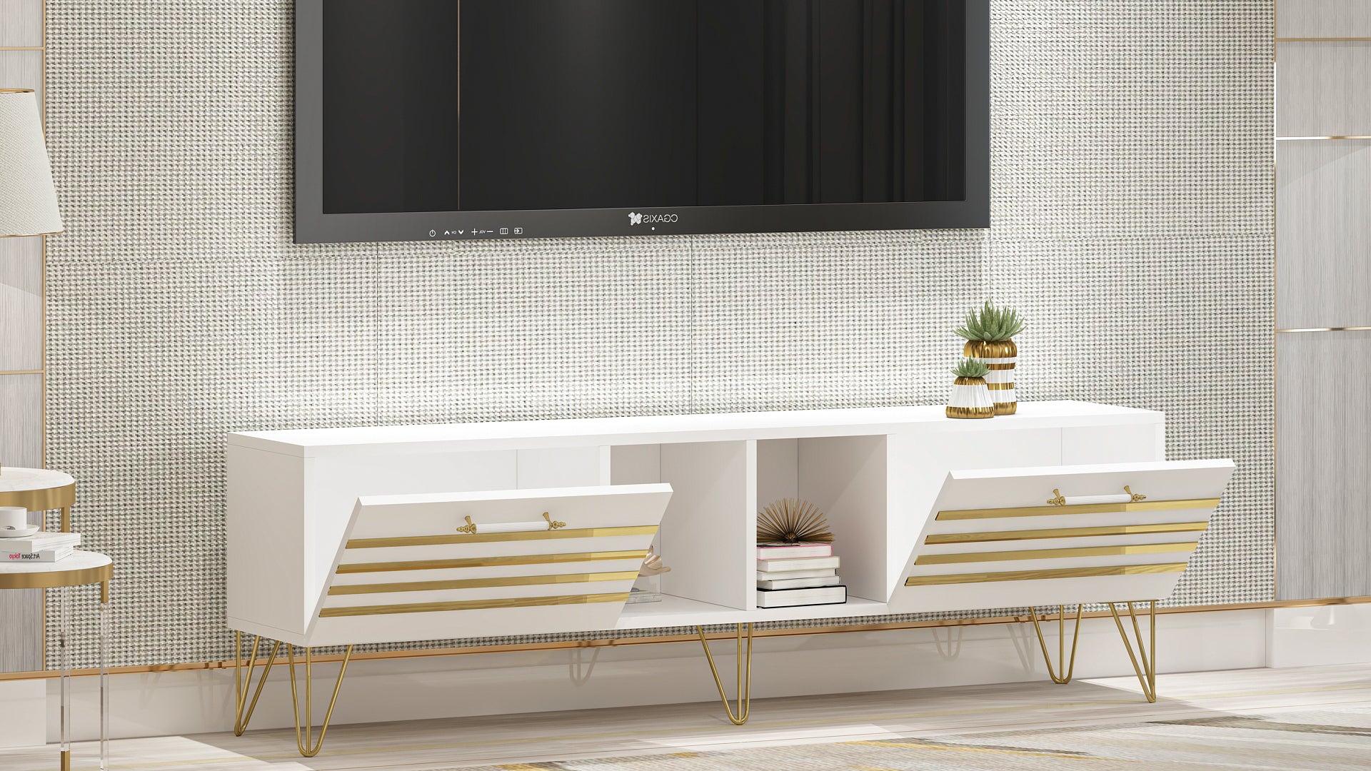 Vizyon Tv ünitesi %100 Beyaz Mdf