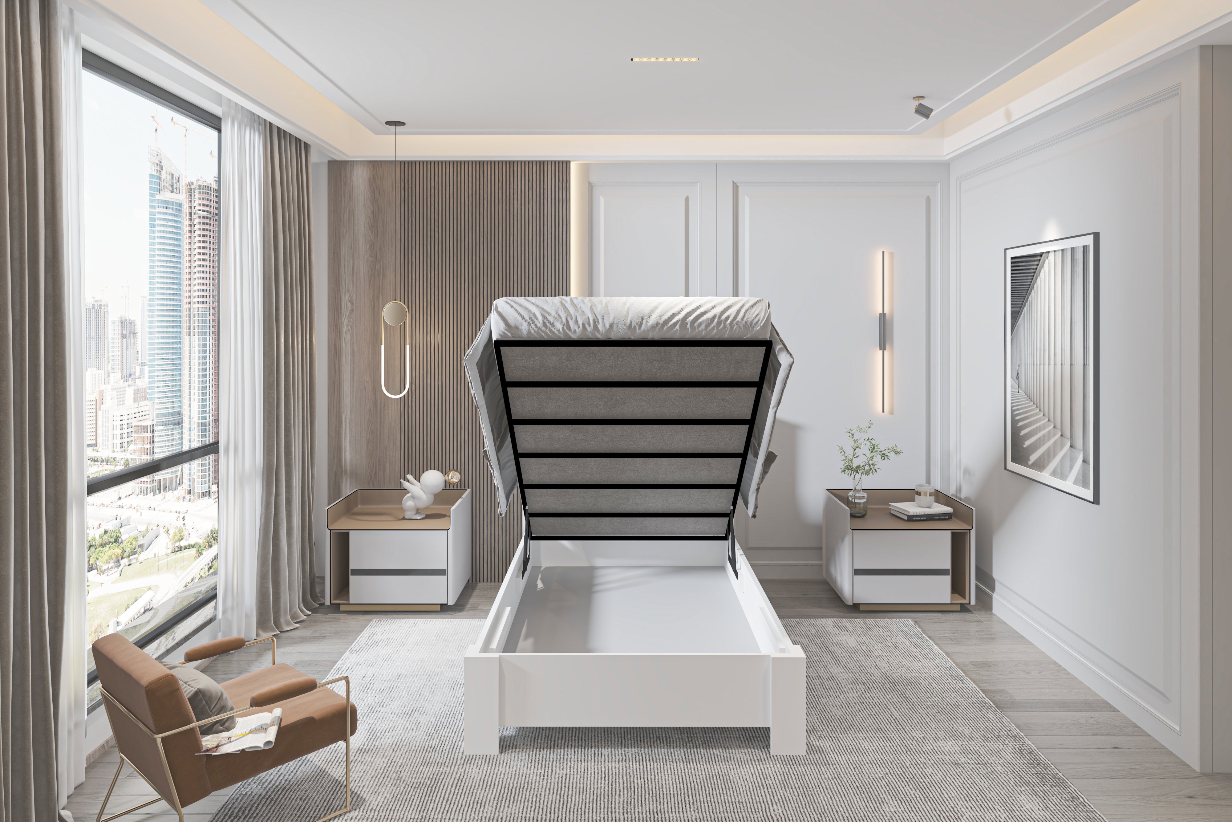 Altay Tek Kişilik Beyaz MDF Bazalı Karyola