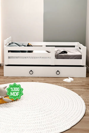 Newmod İcon 90x190 Yatak Uyumlu Yavrulu MDF Beyaz Karyola- MQ4004-1