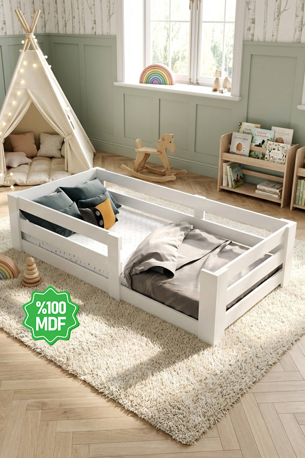 Ninnimo 90x190 Yatak Uyumlu Beyaz MDF Montessori Karyola- MY19-1